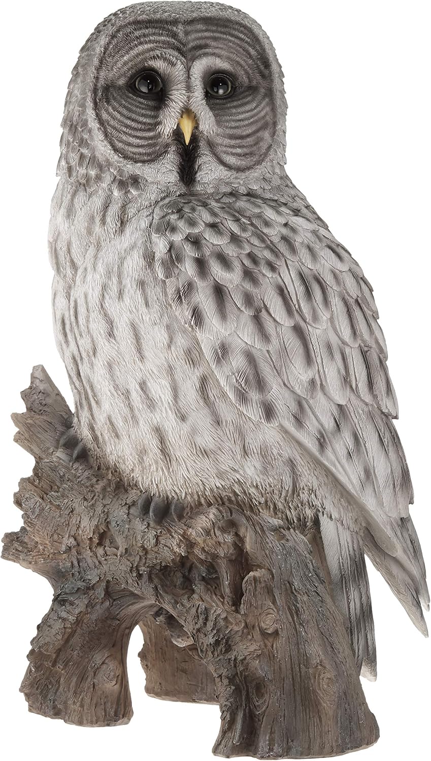 Hi-Line Gift Ltd. Statua Gufo su Ceppo, Grigio