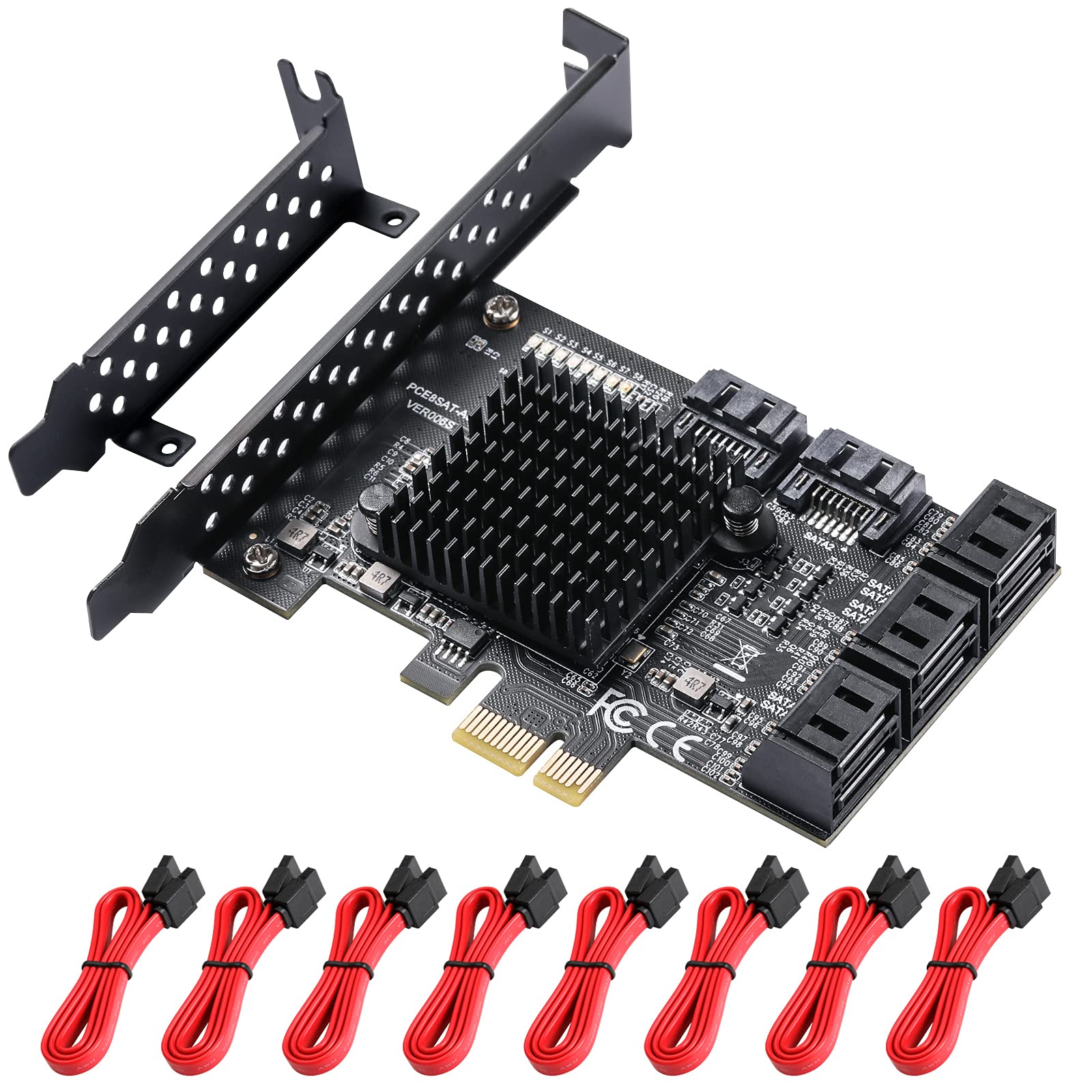 Mzhou Scheda di Espansione PCIE 8 Porte SATA III 6Gbps