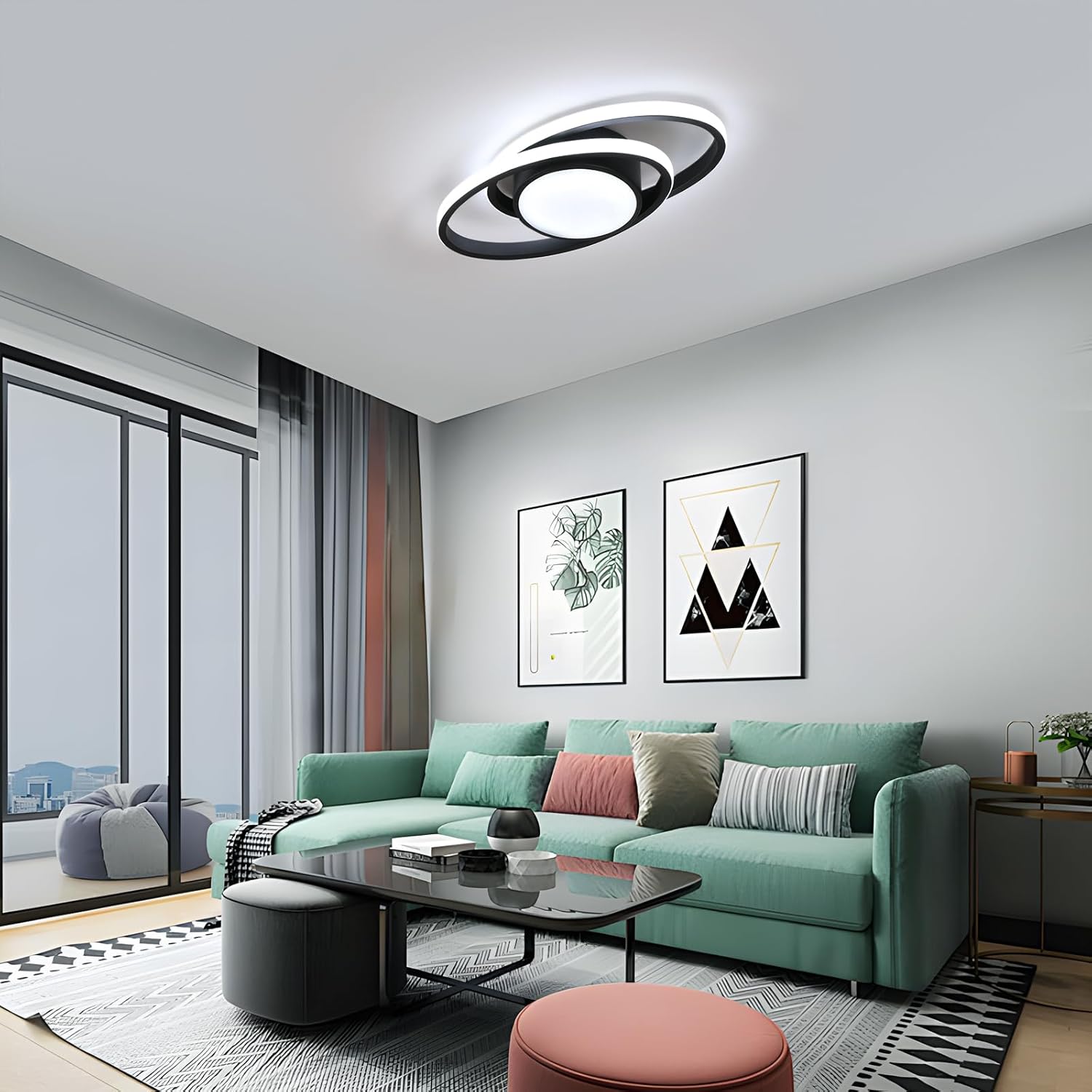 Plafoniera LED Soffitto Dimmerabile 39W Nera - immagine 4