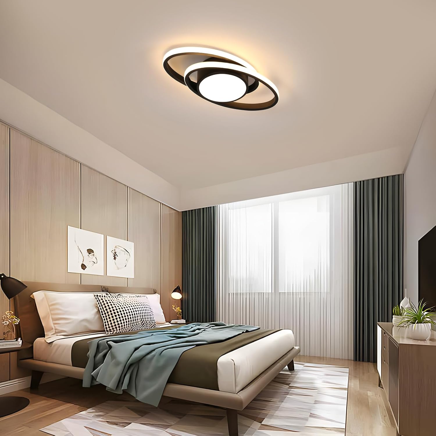 Plafoniera LED Soffitto Dimmerabile 39W Nera - immagine 6