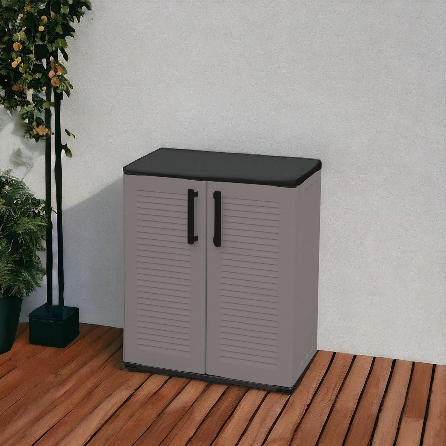 Dmora Armadio da Esterno Mol 68x37h84 cm, Grigio e Nero