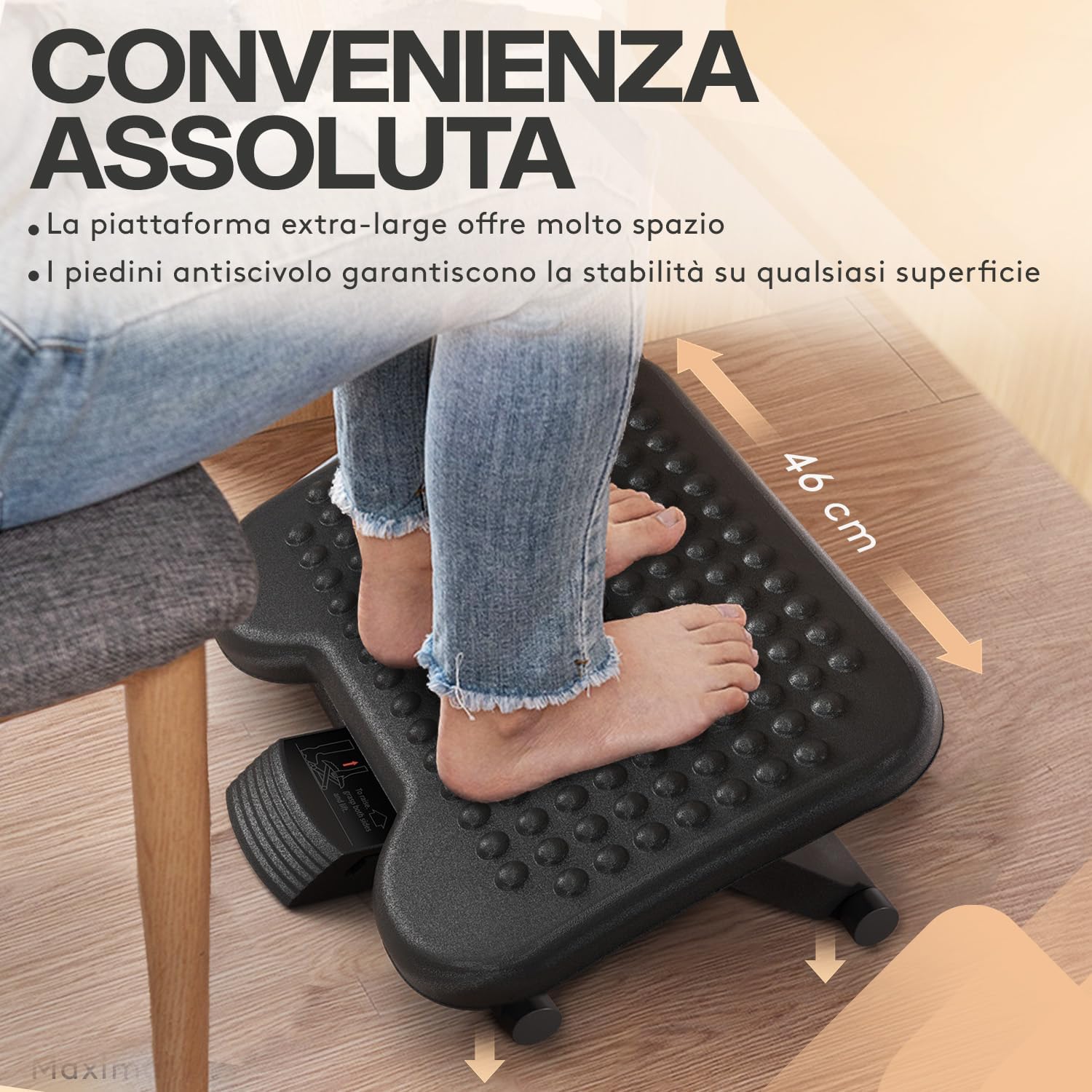 Acropaq Poggiapiedi da Scrivania Regolabile, Grigio - immagine 5