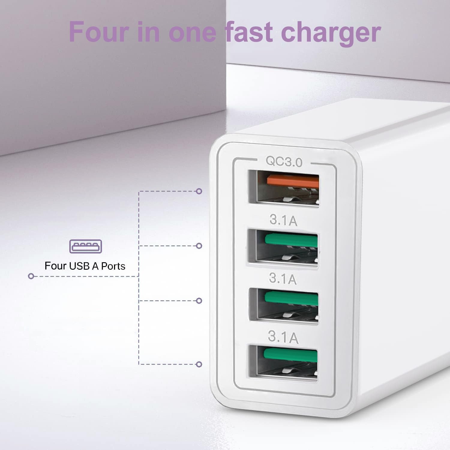 Caricatore USB 4 Porte 33W Smart QC 3.0 - immagine 4