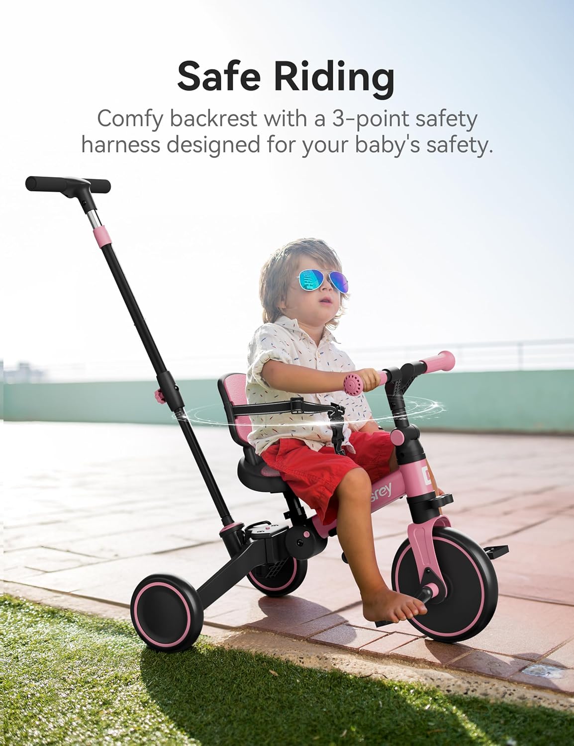 Besrey Triciclo per Bambini 5 in 1, Rosa - immagine 6