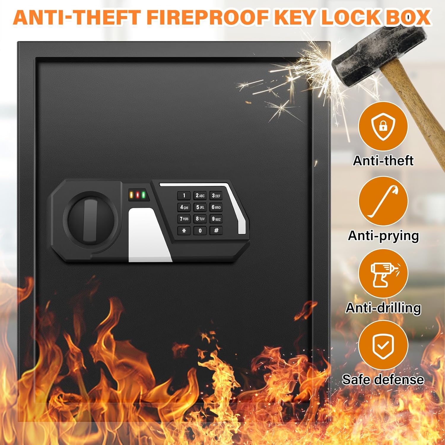 Mejasg Cassetta Portachiavi Ignifuga con Codice - immagine 3