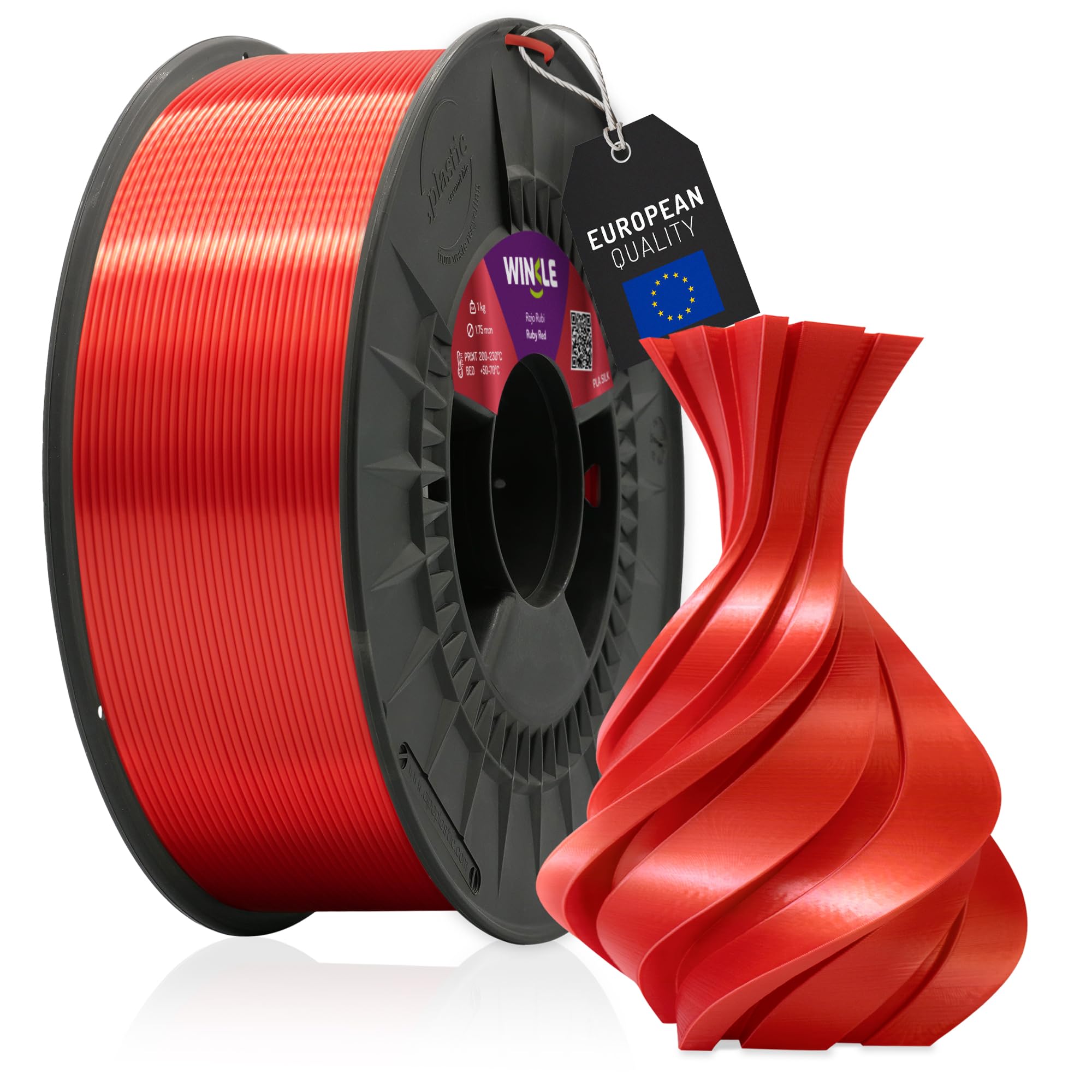 Winkle Filamento PLA Silk 1.75mm Rosso Rubino 1kg