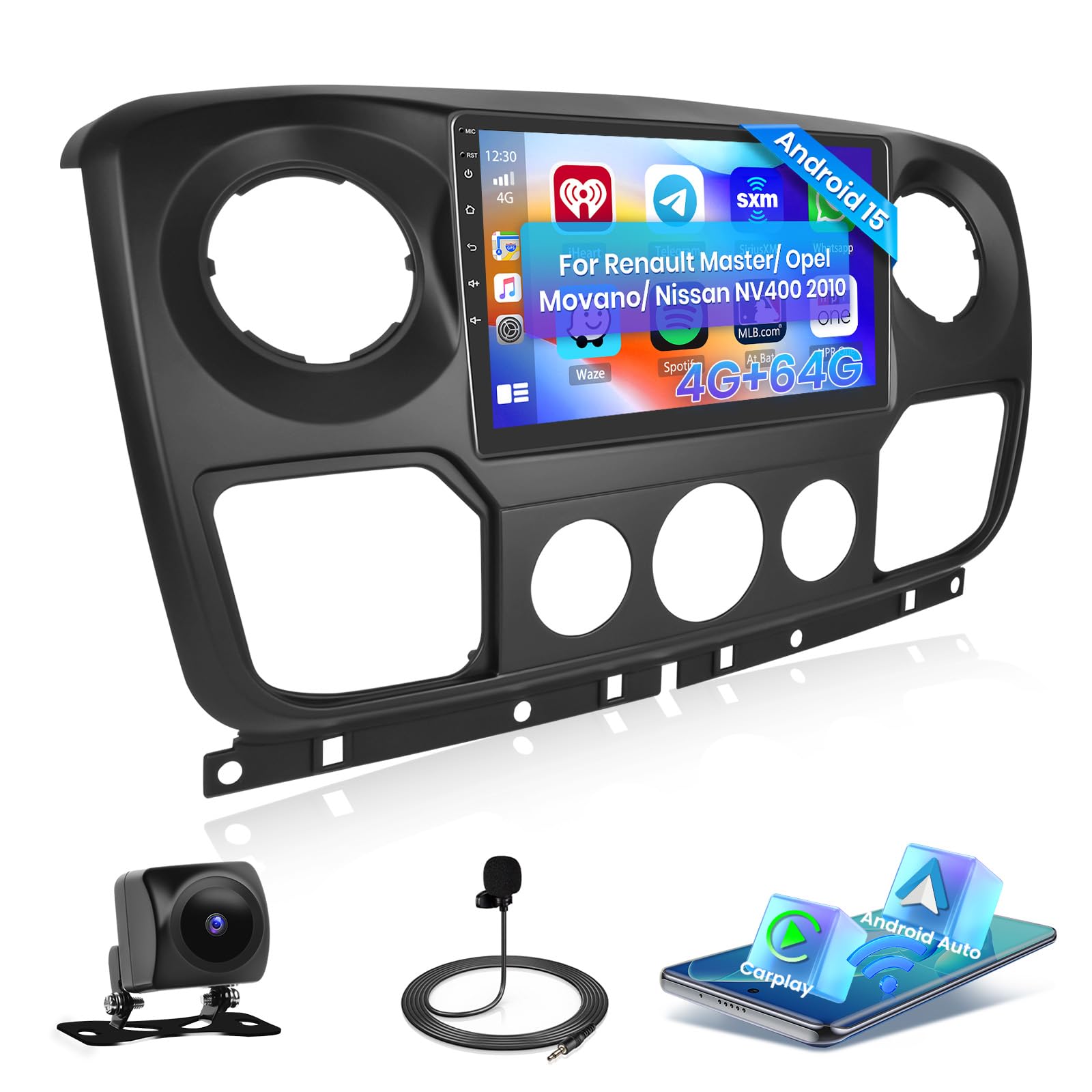 Hikity Autoradio Android 15 10" per Renault Master/Opel Movano/Nissan NV400