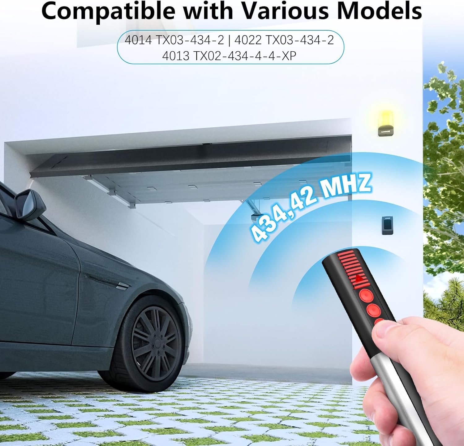 2Pcs Telecomando Cancello Sostituzione 434,42MHz - immagine 3