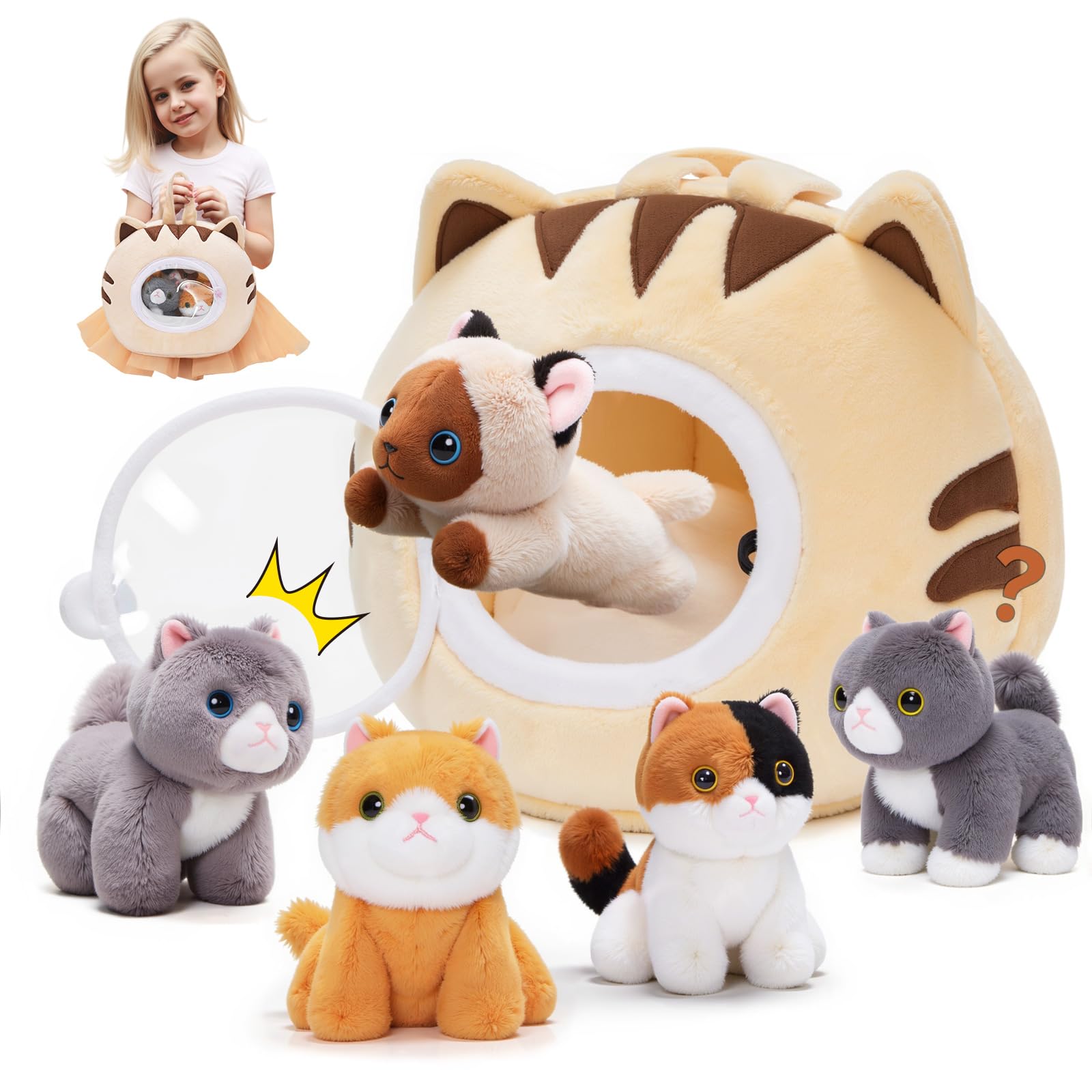 OUOZZZ Gatto di Peluche per Bambini - Set 5 Pezzi