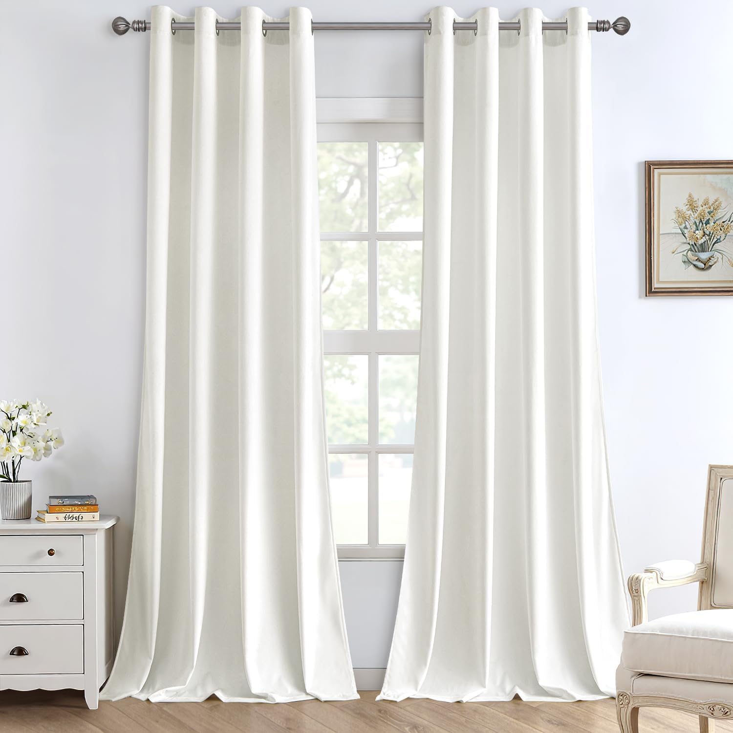 Miulee Tende Velluto Oscuranti Termiche 140x280 CM, Bianco