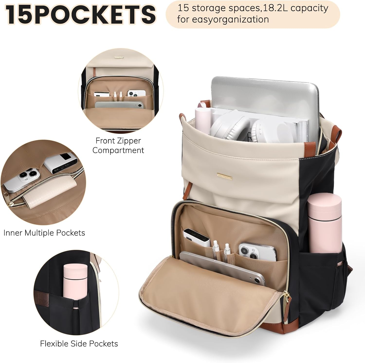 GOLF QUALITY Zaino Porta PC Donna 16 Pollici Antifurto - immagine 4