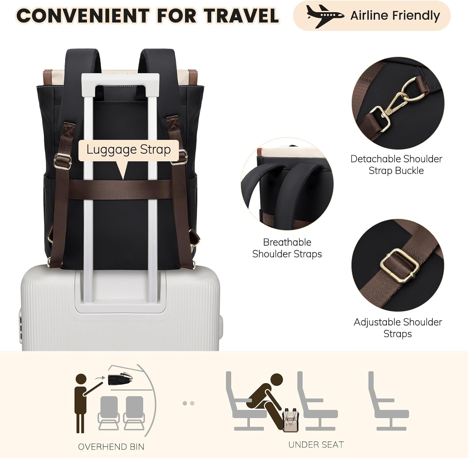 GOLF QUALITY Zaino Porta PC Donna 16 Pollici Antifurto - immagine 5