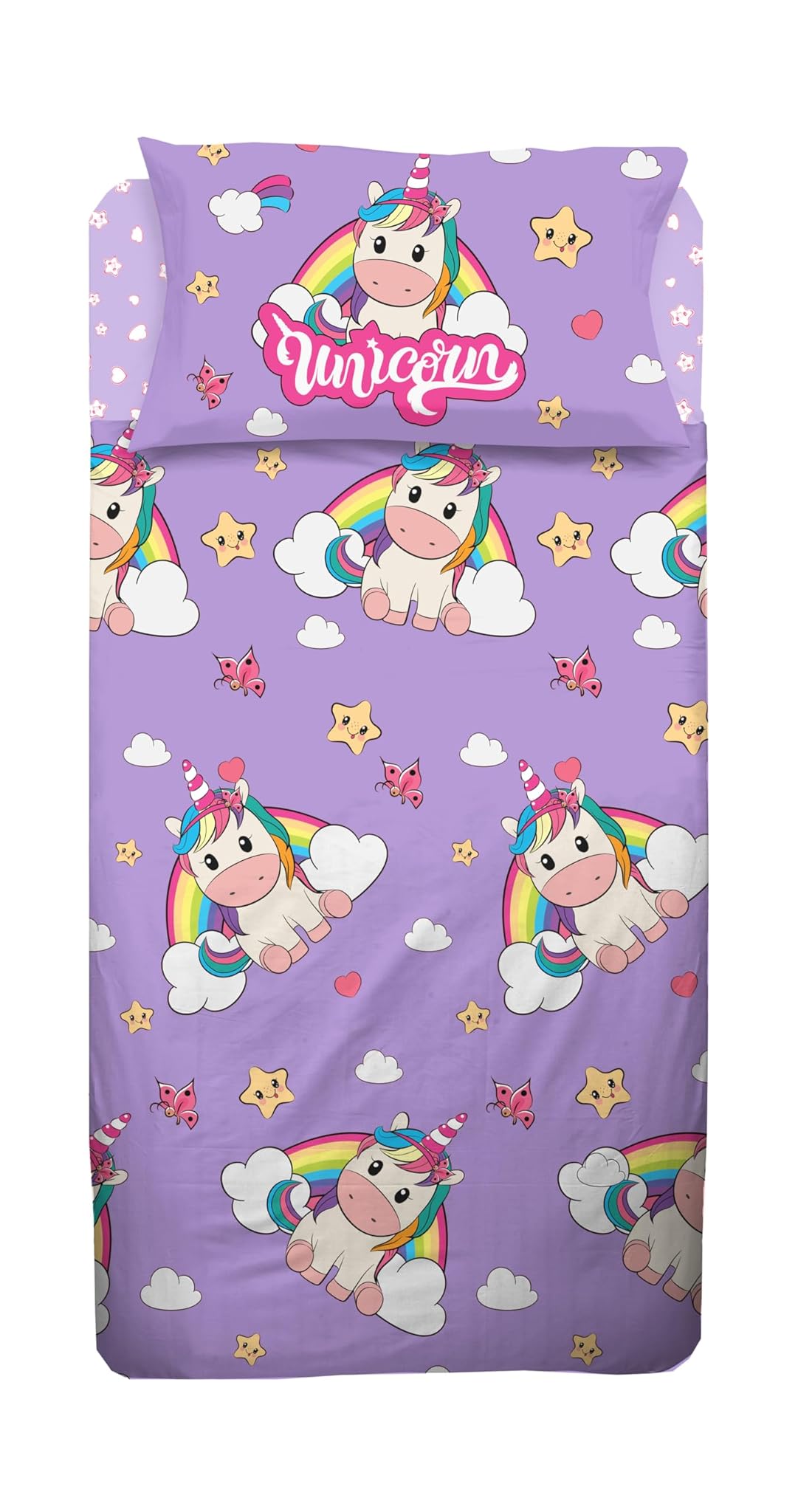 Hermet Unicorno - Completo Letto Singolo Bambina Lilla