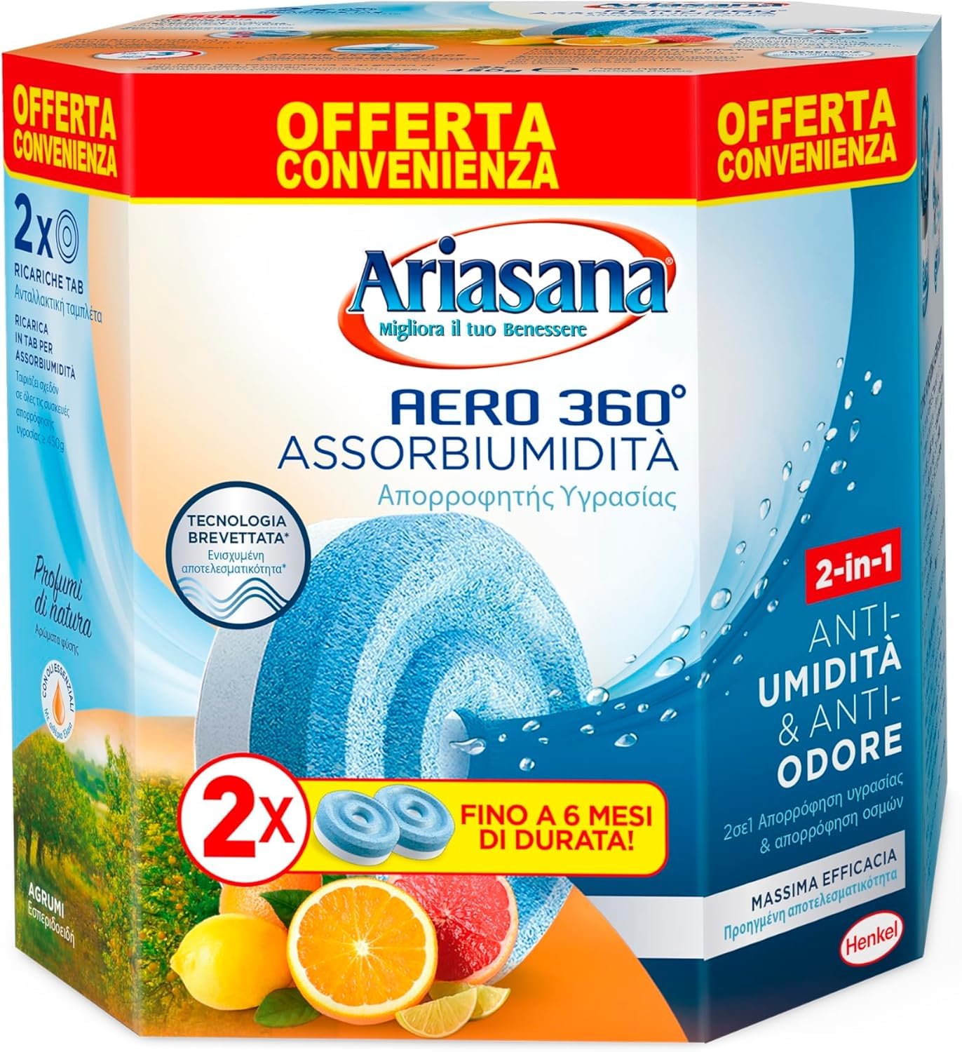 Ariasana Assorbiumidità Aero 360° Tab Agrumi Bipack