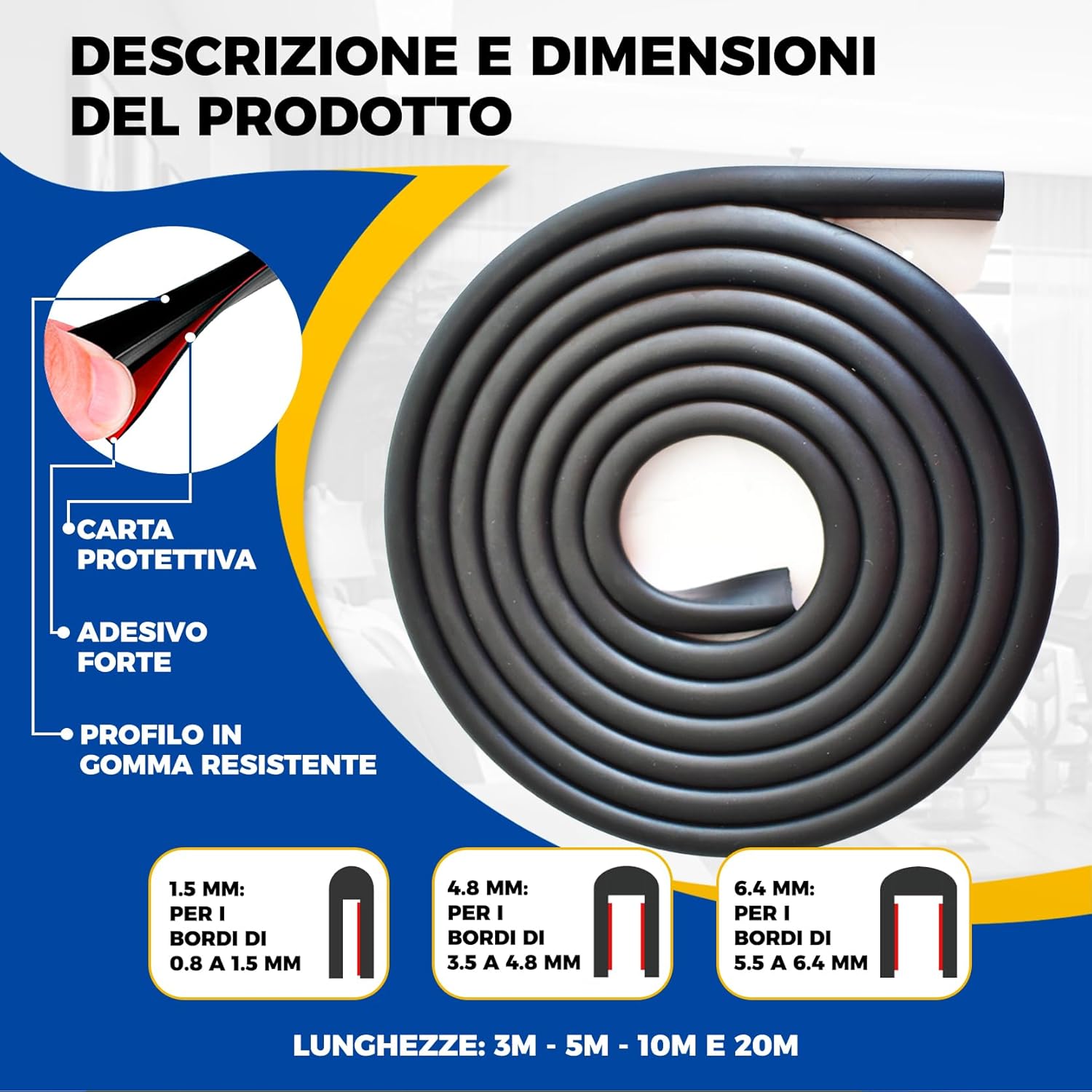 Guarnizione a U in Gomma EPDM 20 Metri - immagine 1