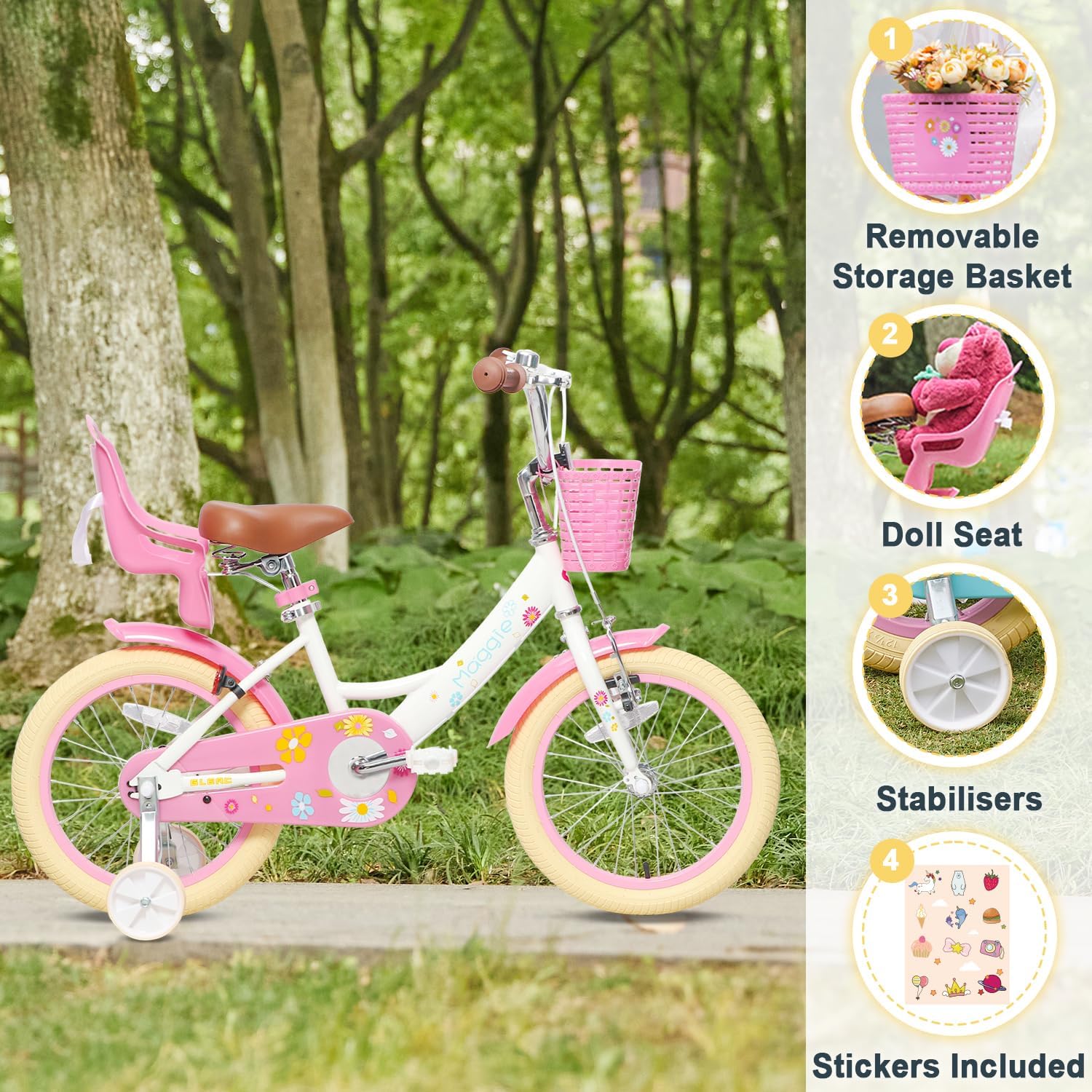 Glerc Bicicletta per Bambine 40,6 cm con Cestino - immagine 2