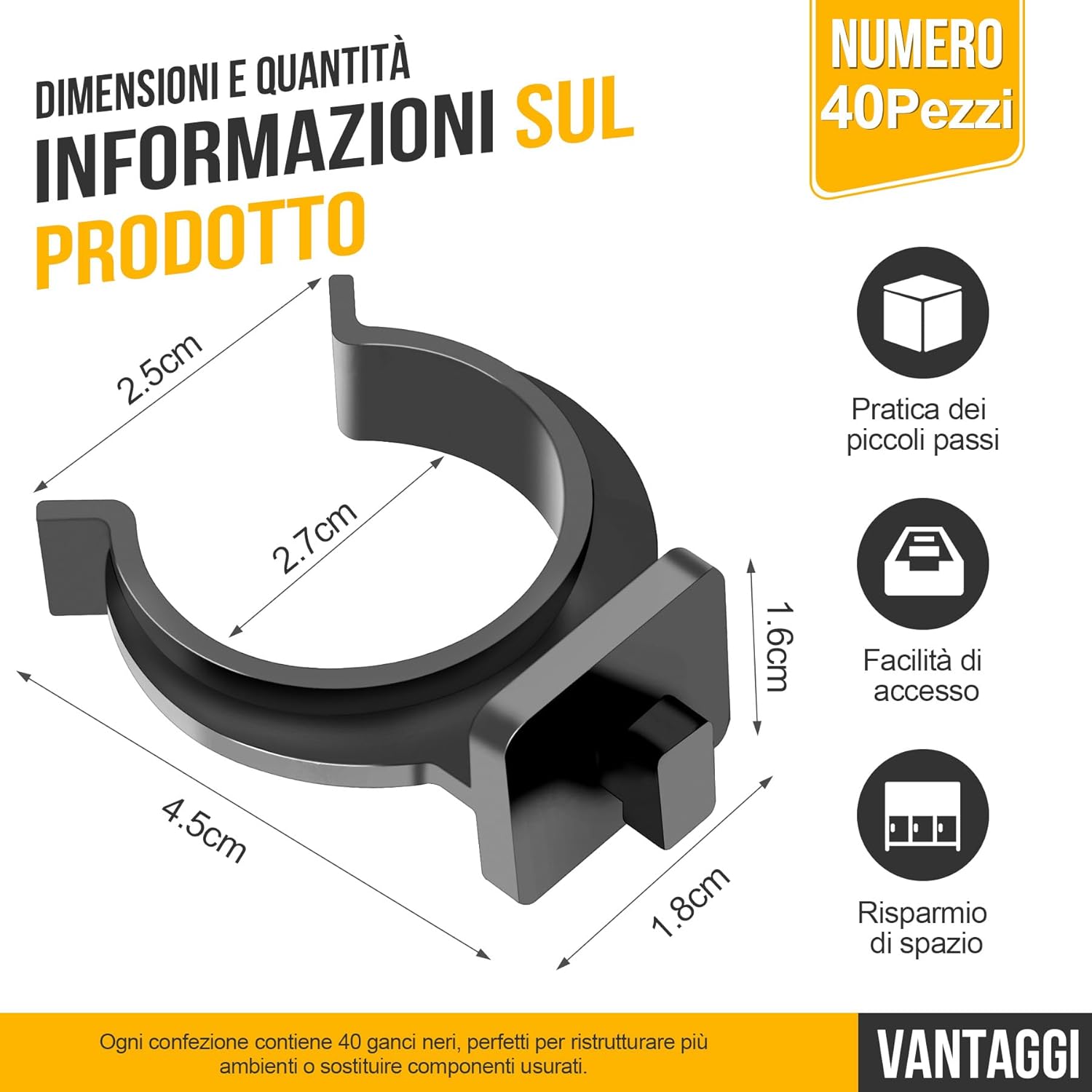 Dreamark Ganci per Battiscopa Cucina 27mm, 40 pezzi - immagine 2