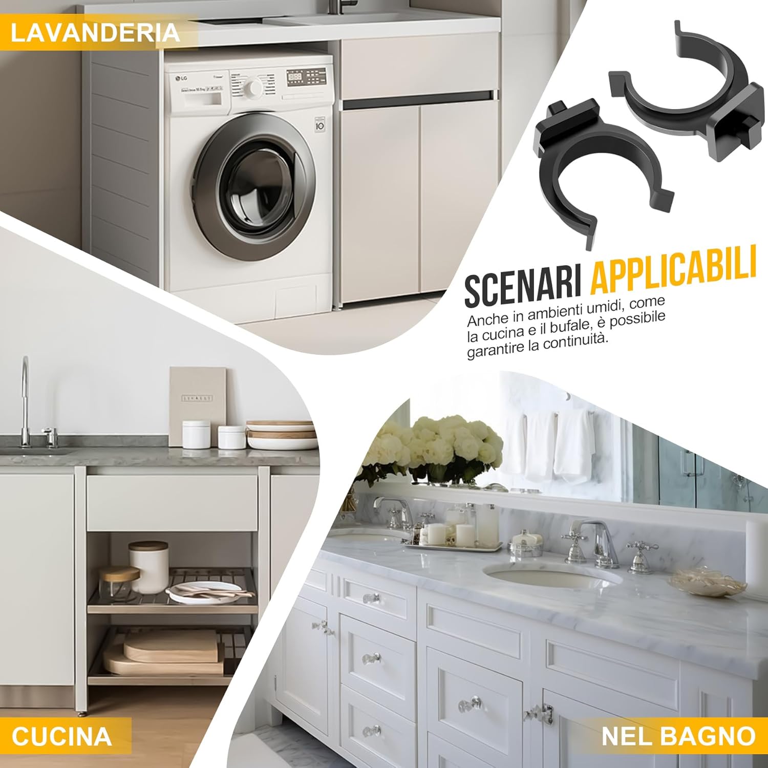 Dreamark Ganci per Battiscopa Cucina 27mm, 40 pezzi - immagine 5