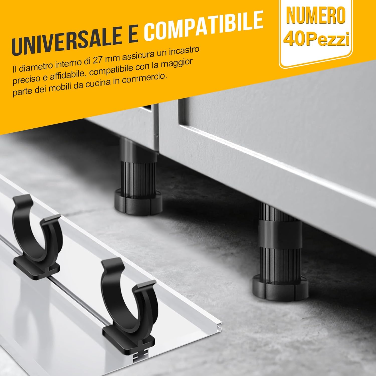 Dreamark Ganci per Battiscopa Cucina 27mm, 40 pezzi - immagine 6