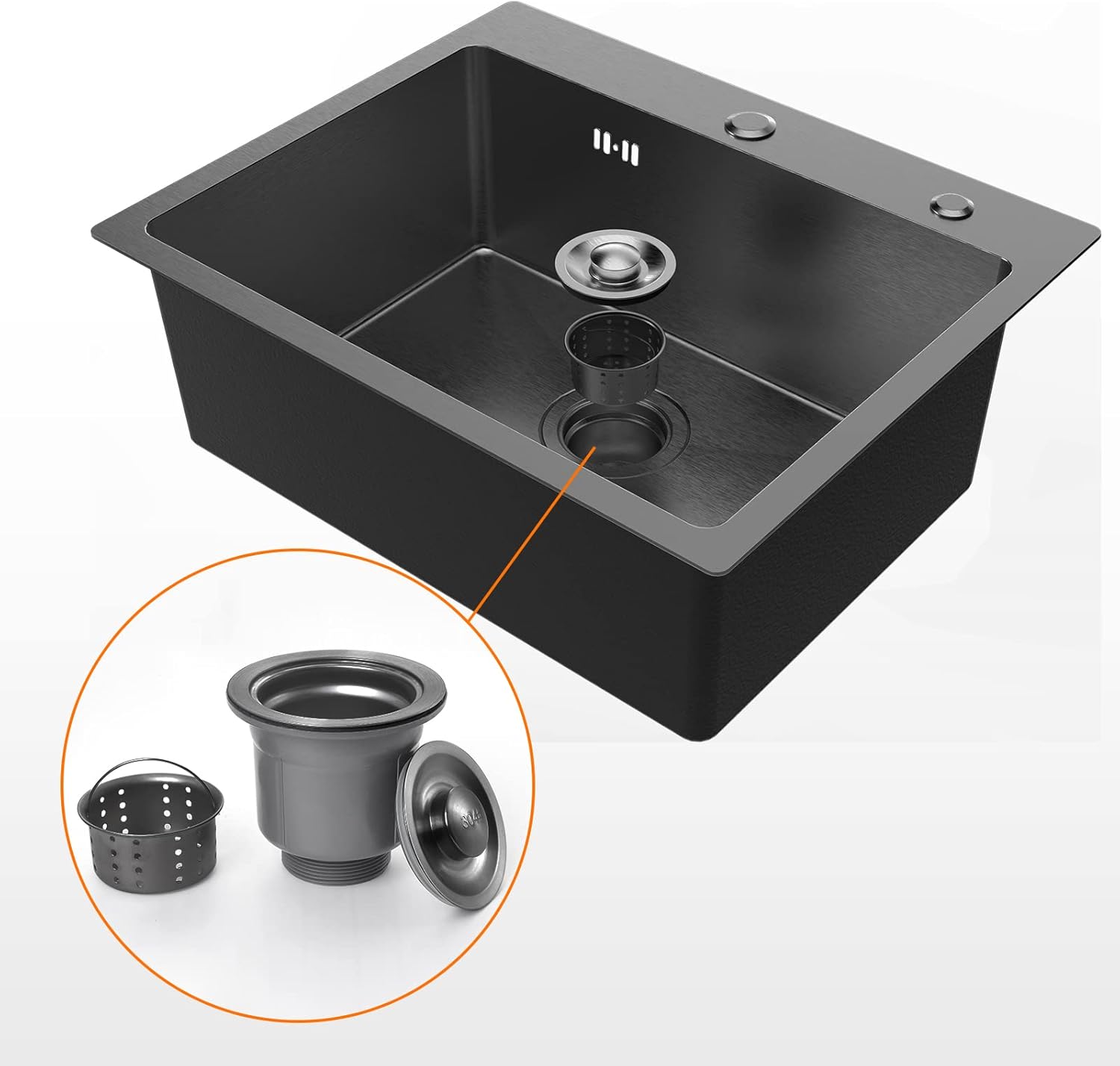 Ibergrif M85545B - Lavello Cucina 1 Vasca, Nero - immagine 2