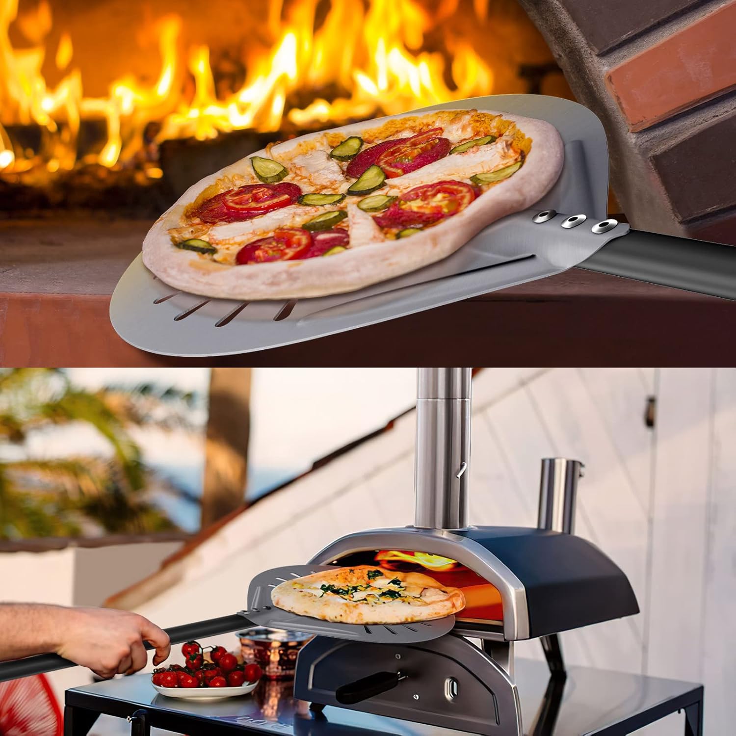 Nutuni Set 4 Pale Pizza Perforate Alluminio Anodizzato 12 Pollici - immagine 3