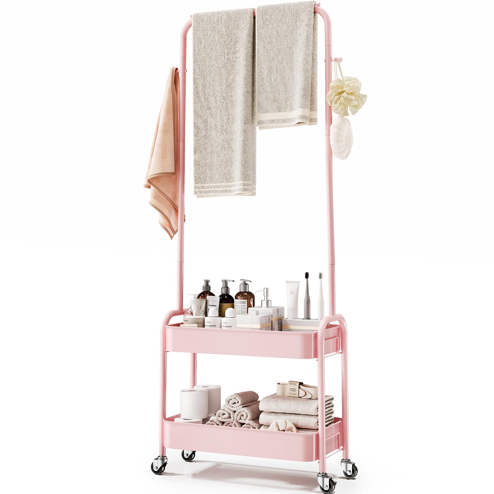 Appendiabiti in Metallo con Doppi Ripiani Portaoggetti