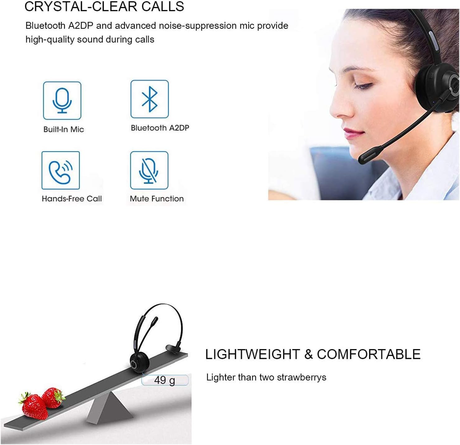 Auricolare Bluetooth Ufficio con Microfono e ANC - immagine 2