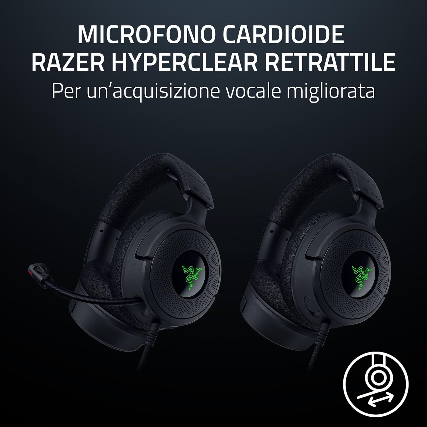 Razer Kraken V4 X - Cuffie Gaming Cablate per PC, Nero - immagine 3