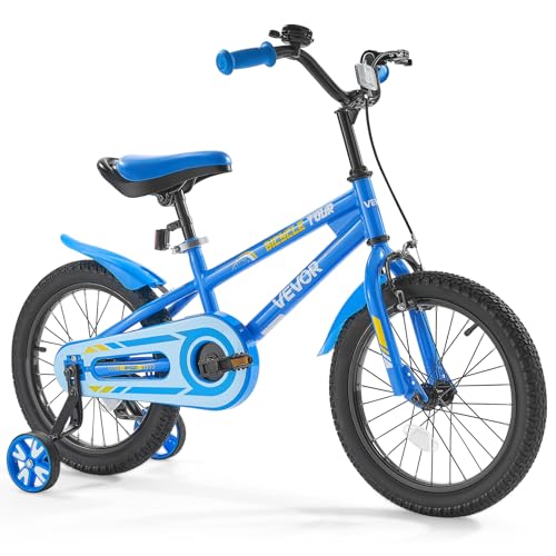 VEVOR Bici per Bambini, Stile BMX da 40,64 cm, Altezza del Ciclista 100 cm - 130 cm, Rotelle Incluse, Robusta e Facile da Montare, Bici per Bambini che Imparano ad Andare in Bici, Blu