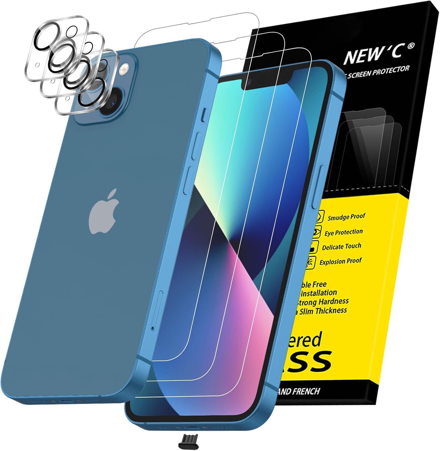 New'c 3x Vetro Temperato per iPhone 13 (6,1 Pollici) - immagine 1