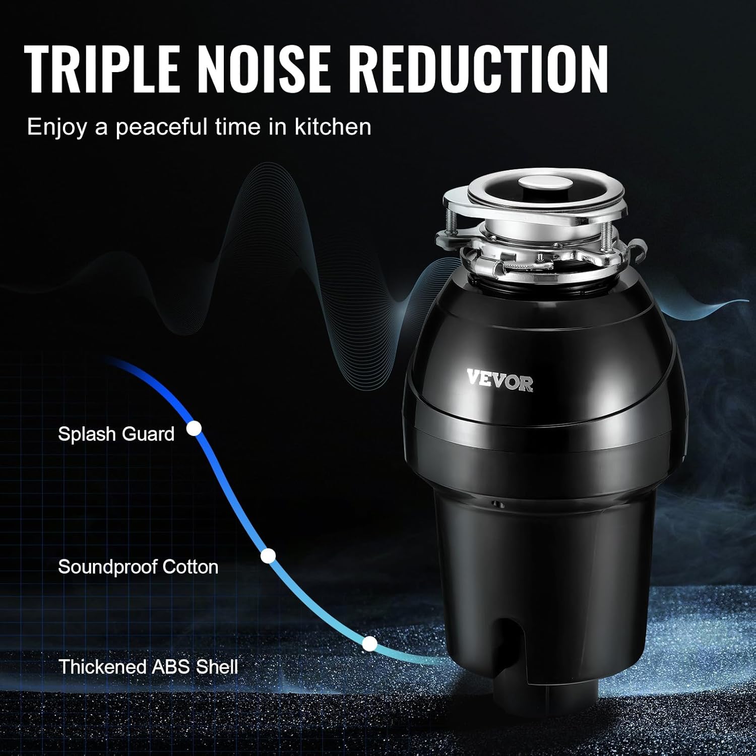 VEVOR Tritarifiuti per Lavello Cucina 0,93 kW - immagine 4