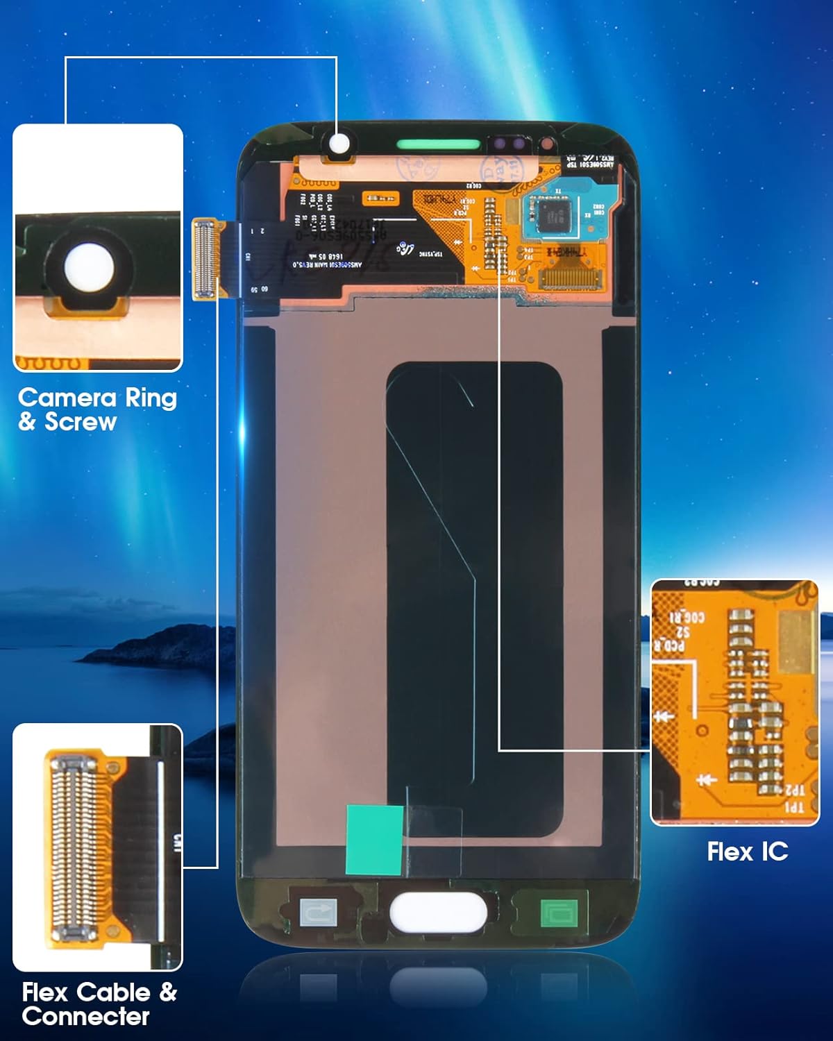 Original Schermo per Samsung Galaxy S6 SM-G920, Nero - immagine 7