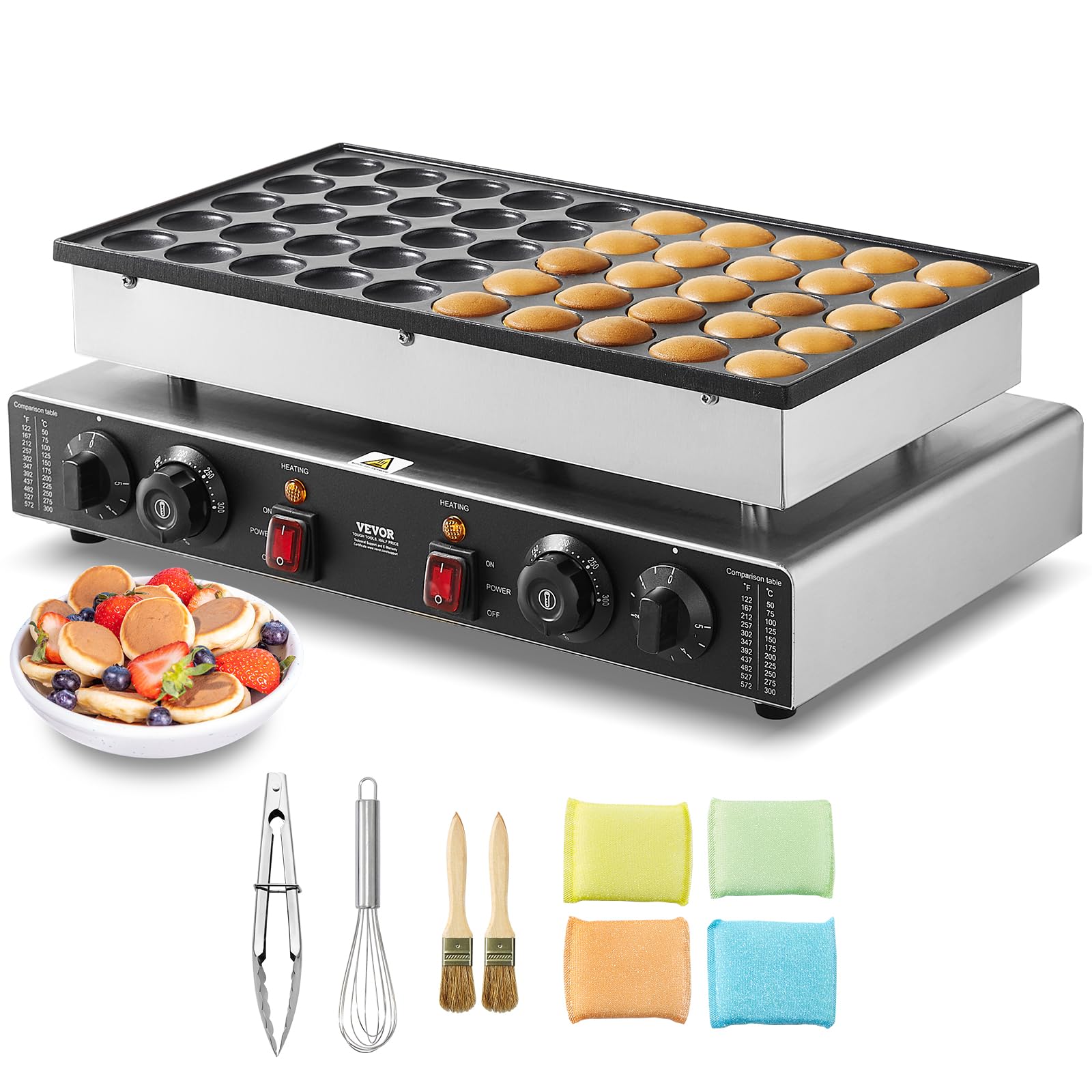 Vevor - Macchina per Mini Pancake Olandese 1700W 50 Pezzi
