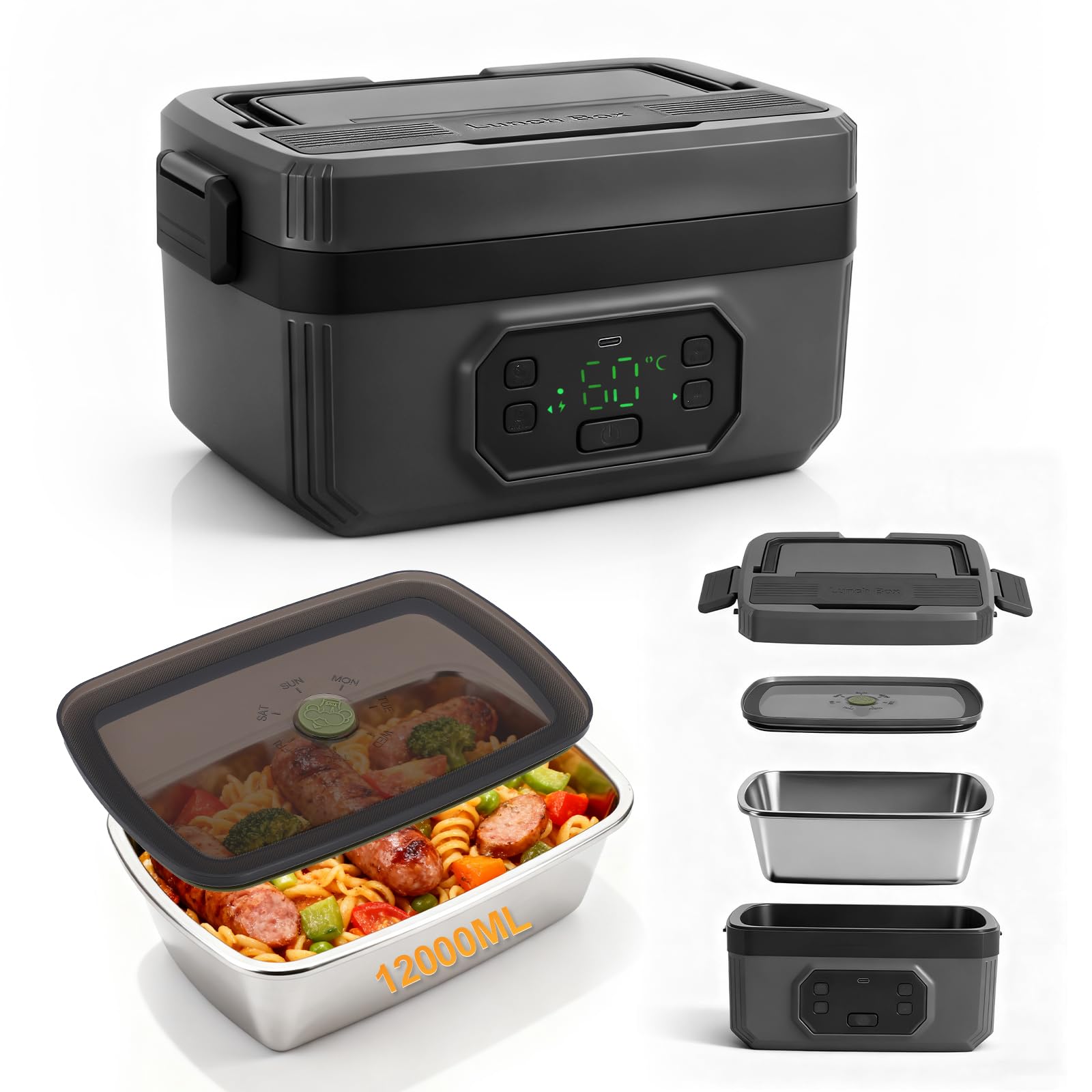 Lunch Box Elettrico Wireless 1,2L con Batteria 21000 mAh