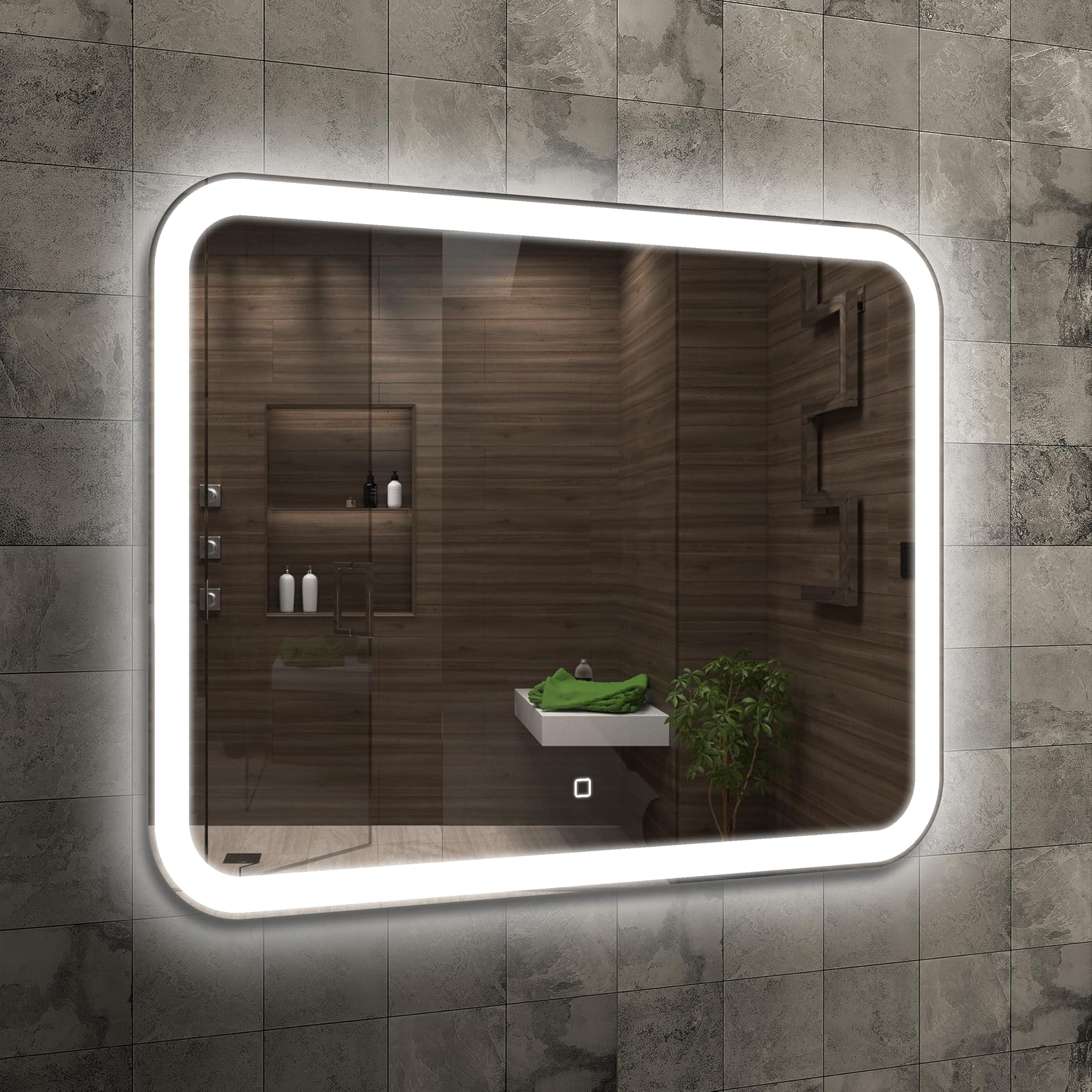 Venti Specchio da Bagno Verticale 80x60cm con LED