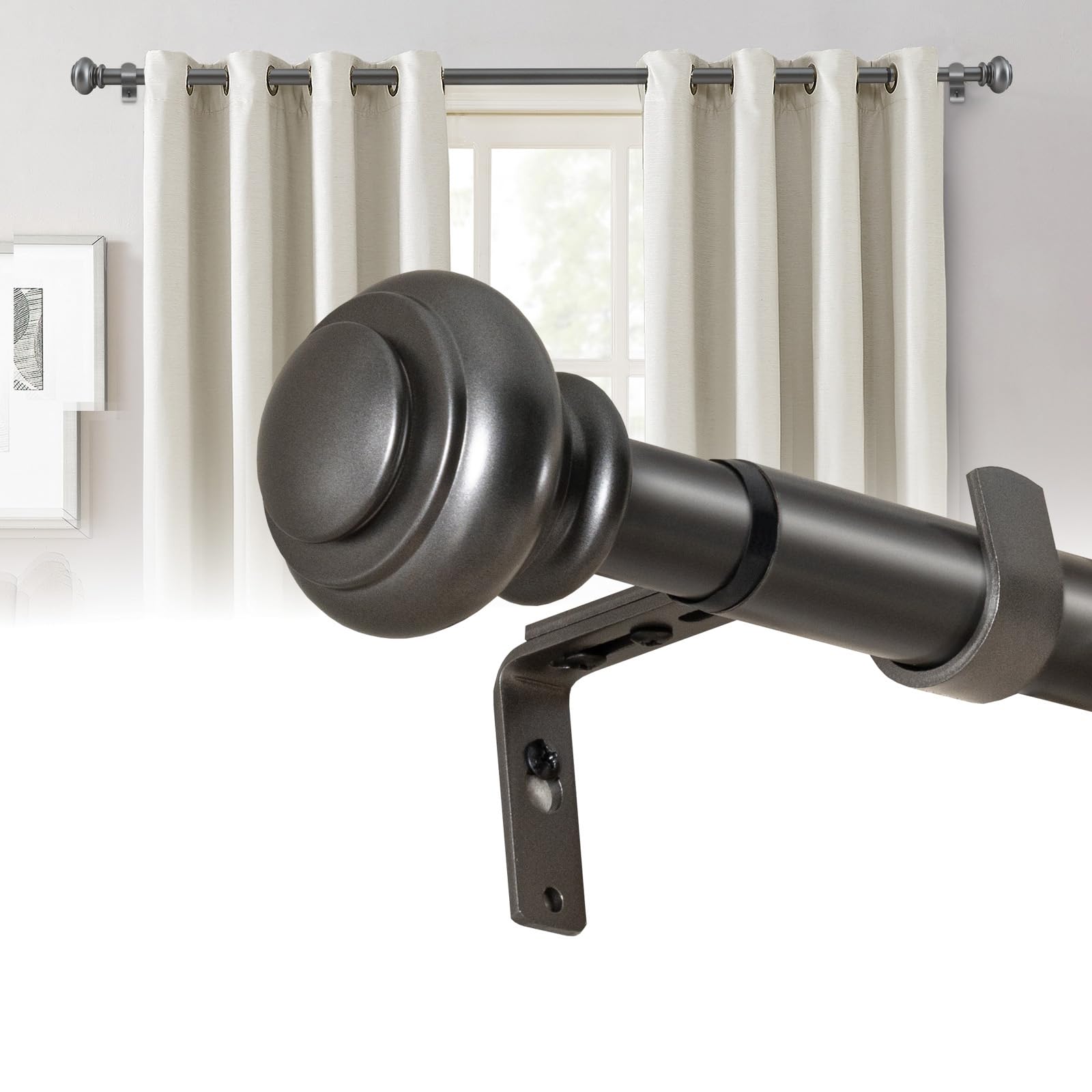 Bastone Tenda Estensibile 76-190 cm - 2 Pezzi, Grigio