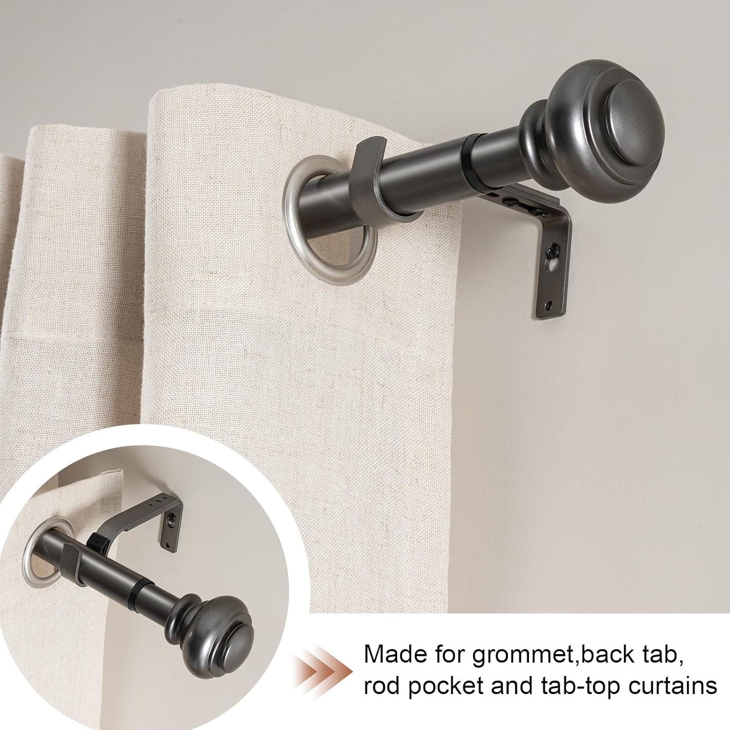 Bastone Tenda Estensibile 76-190 cm - 2 Pezzi, Grigio - immagine 3