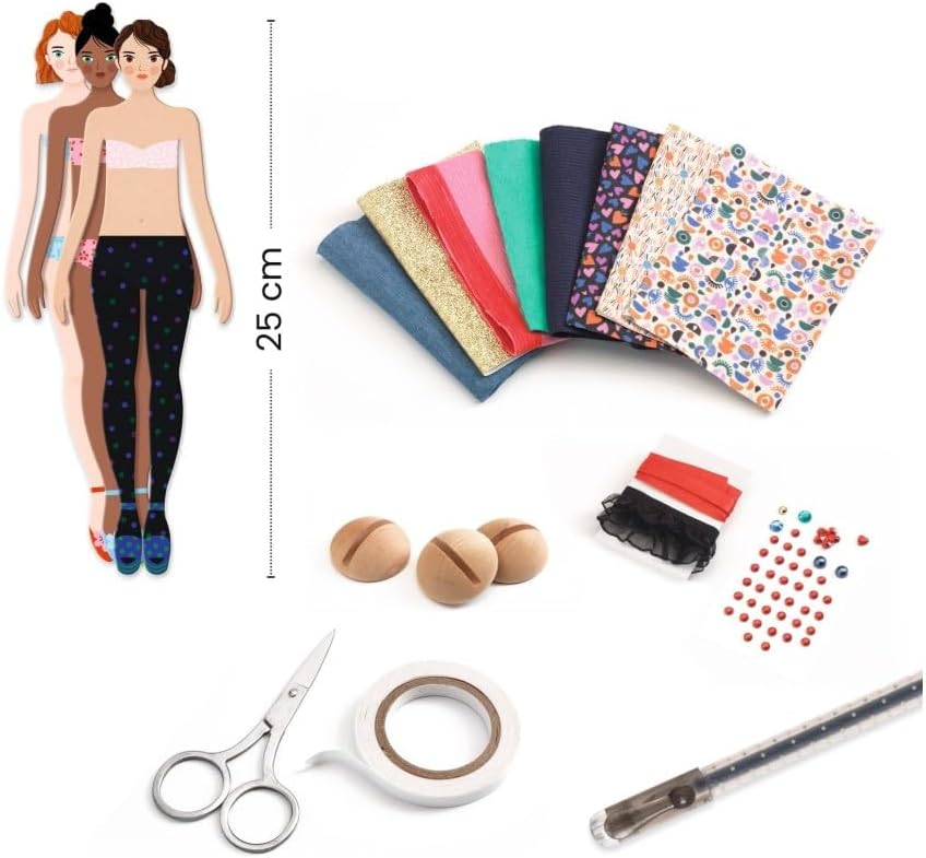 Djeco LA MODA DI MARIE LABORATORIO DI MODA GIOCO MULTICOLORE PER BAMBINI ETA' 7+ - immagine 2