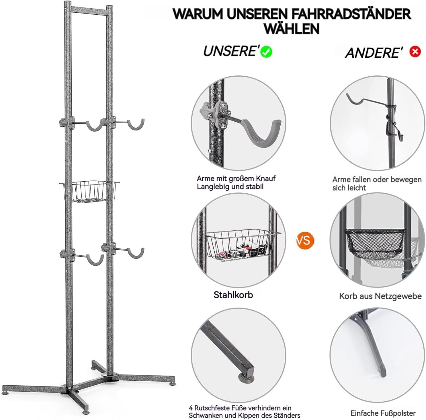 Cxwxc Supporto per 2 Biciclette da Terra - immagine 2