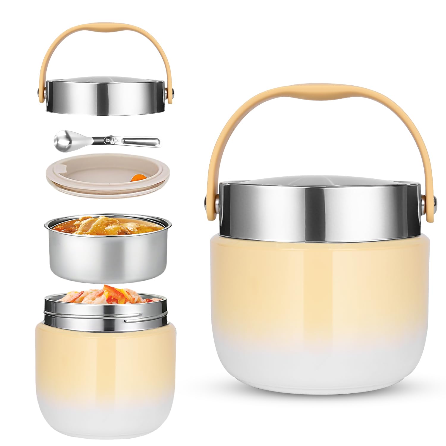 Portapranzo Termico per Alimenti 1200ml, Giallo