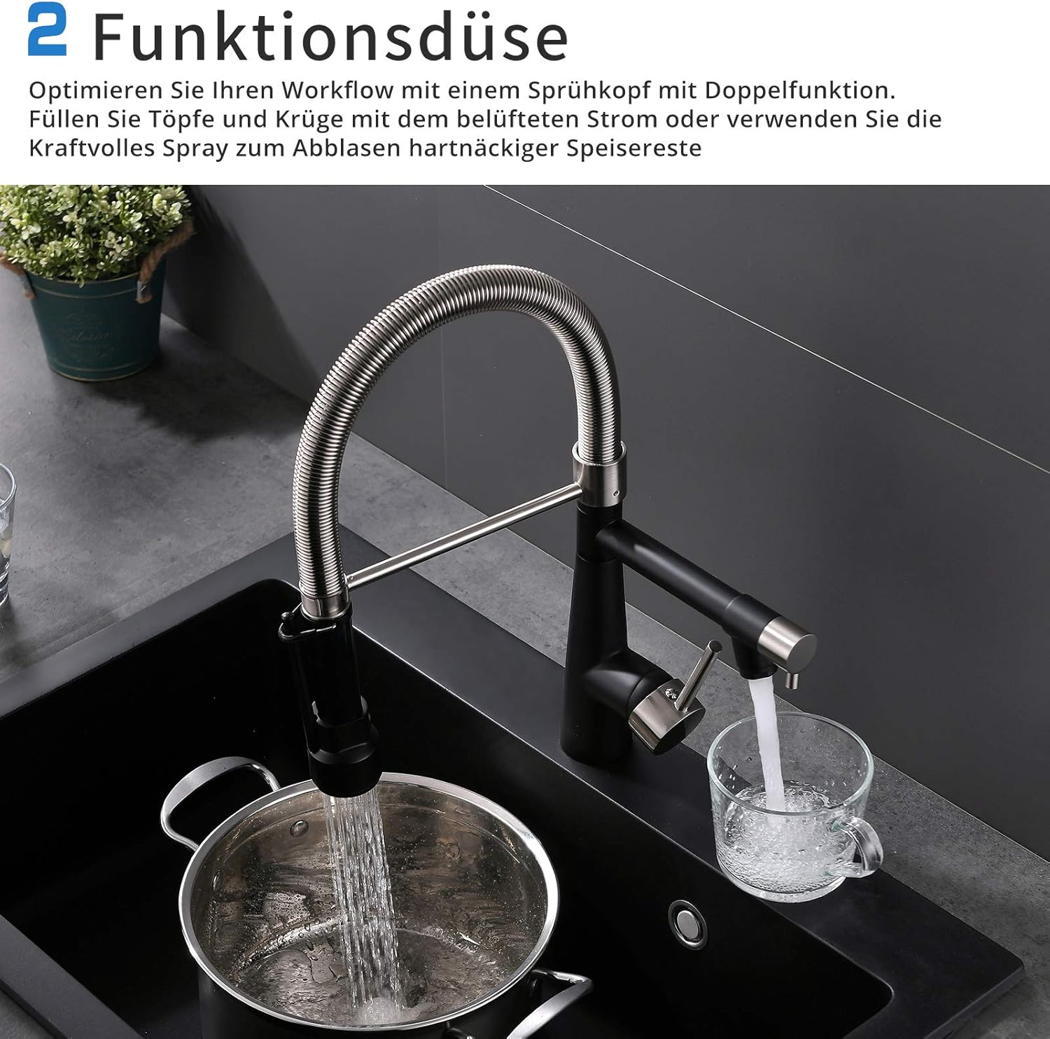 Timaco Rubinetto Cucina Alta Pressione con Molla a Spirale - immagine 5