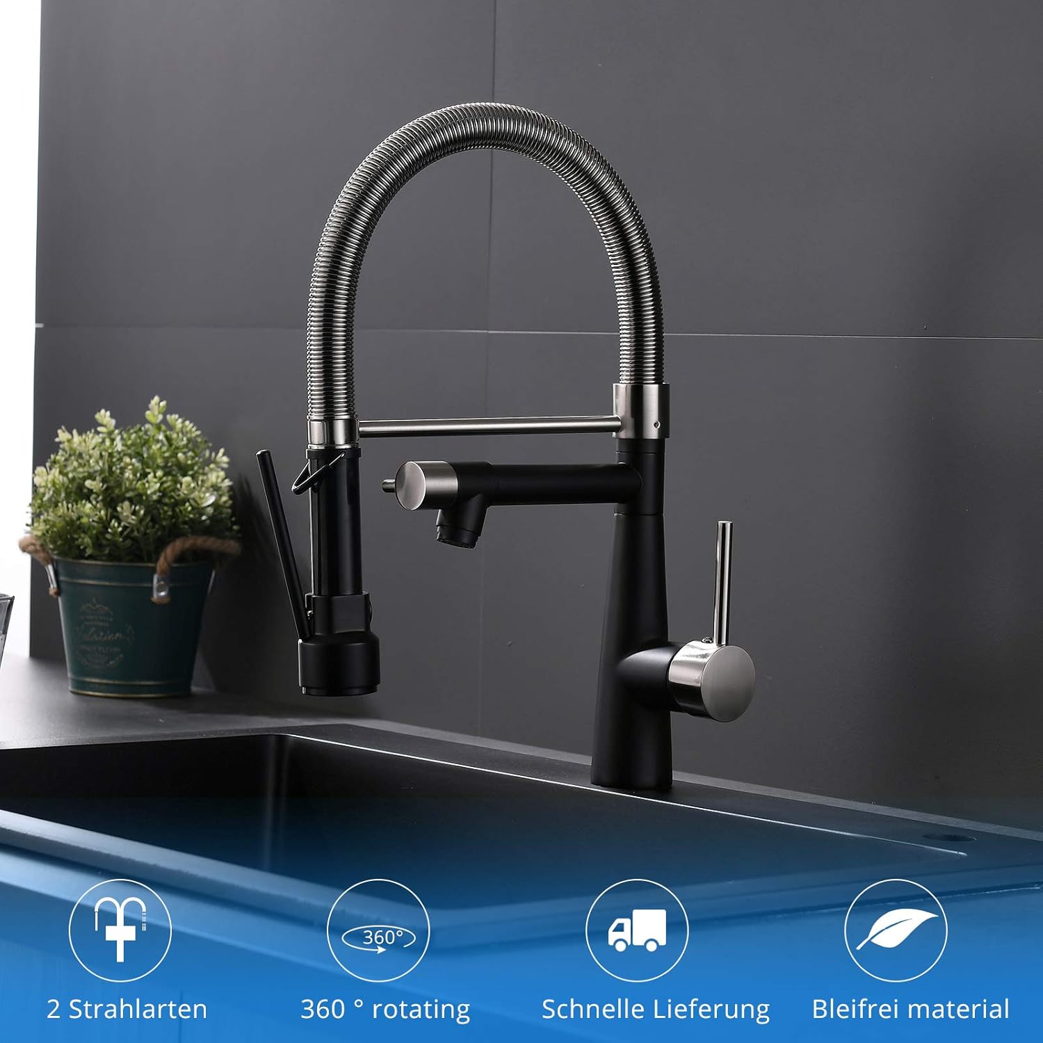 Timaco Rubinetto Cucina Alta Pressione con Molla a Spirale - immagine 6