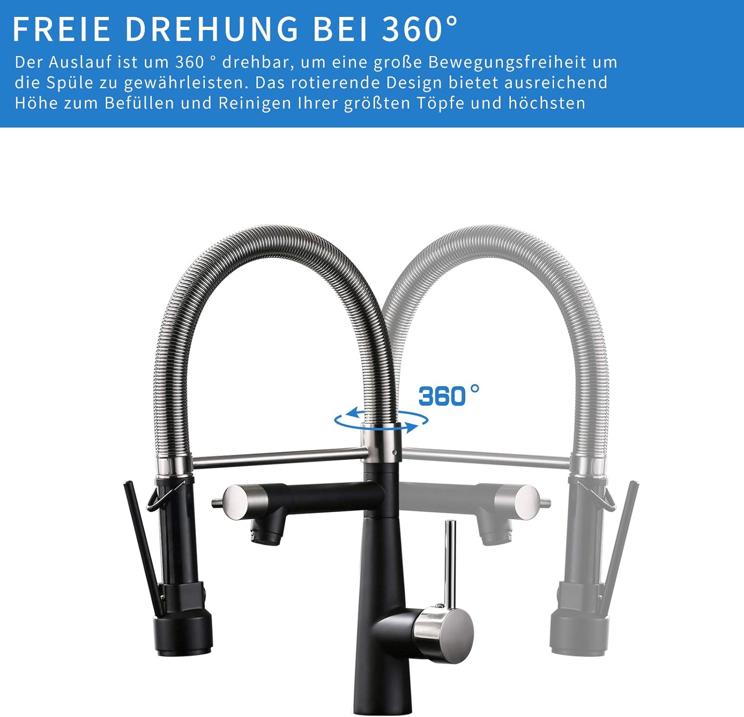 Timaco Rubinetto Cucina Alta Pressione con Molla a Spirale - immagine 7