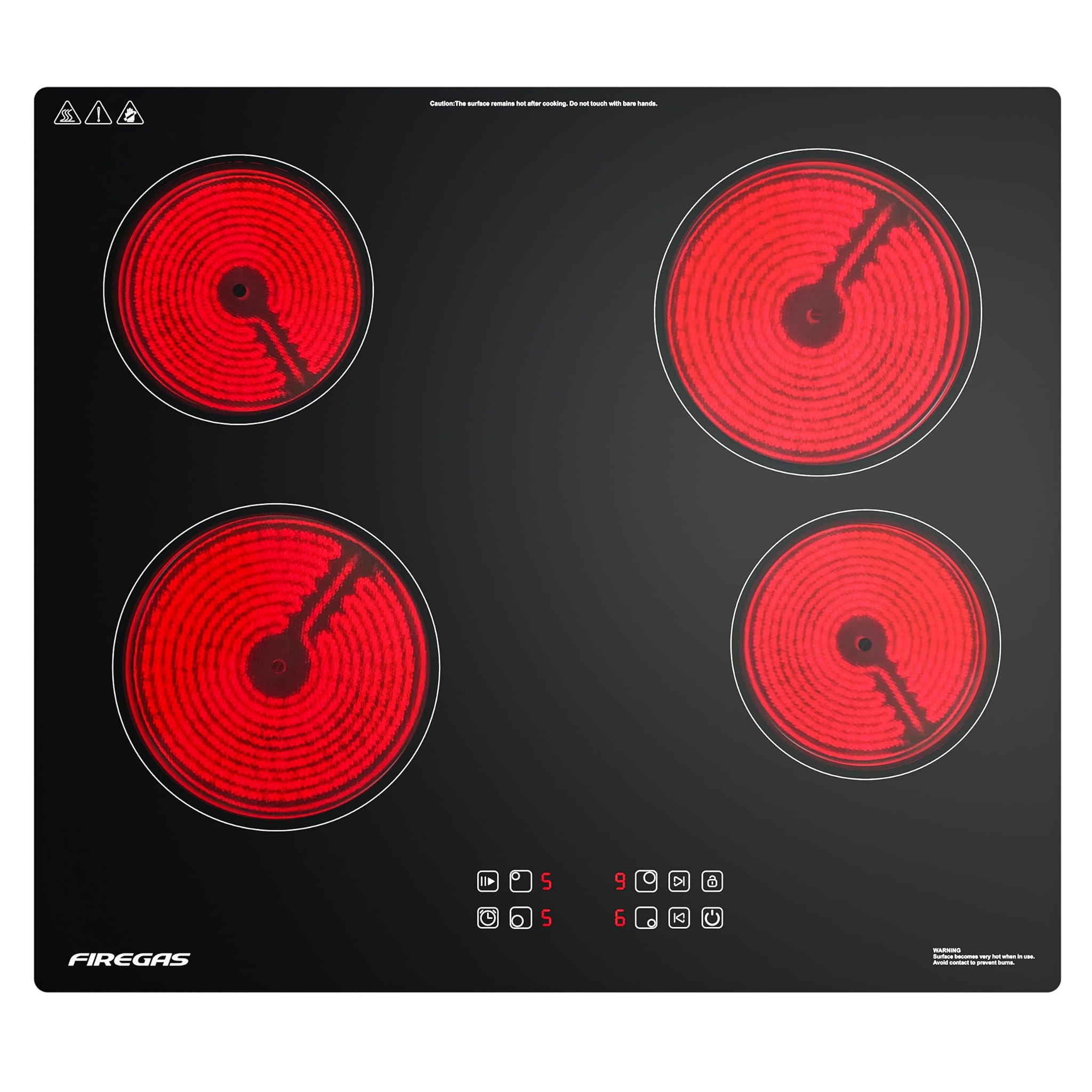 Firegas Piano Cottura Vetroceramica 4 Fuochi 59cm