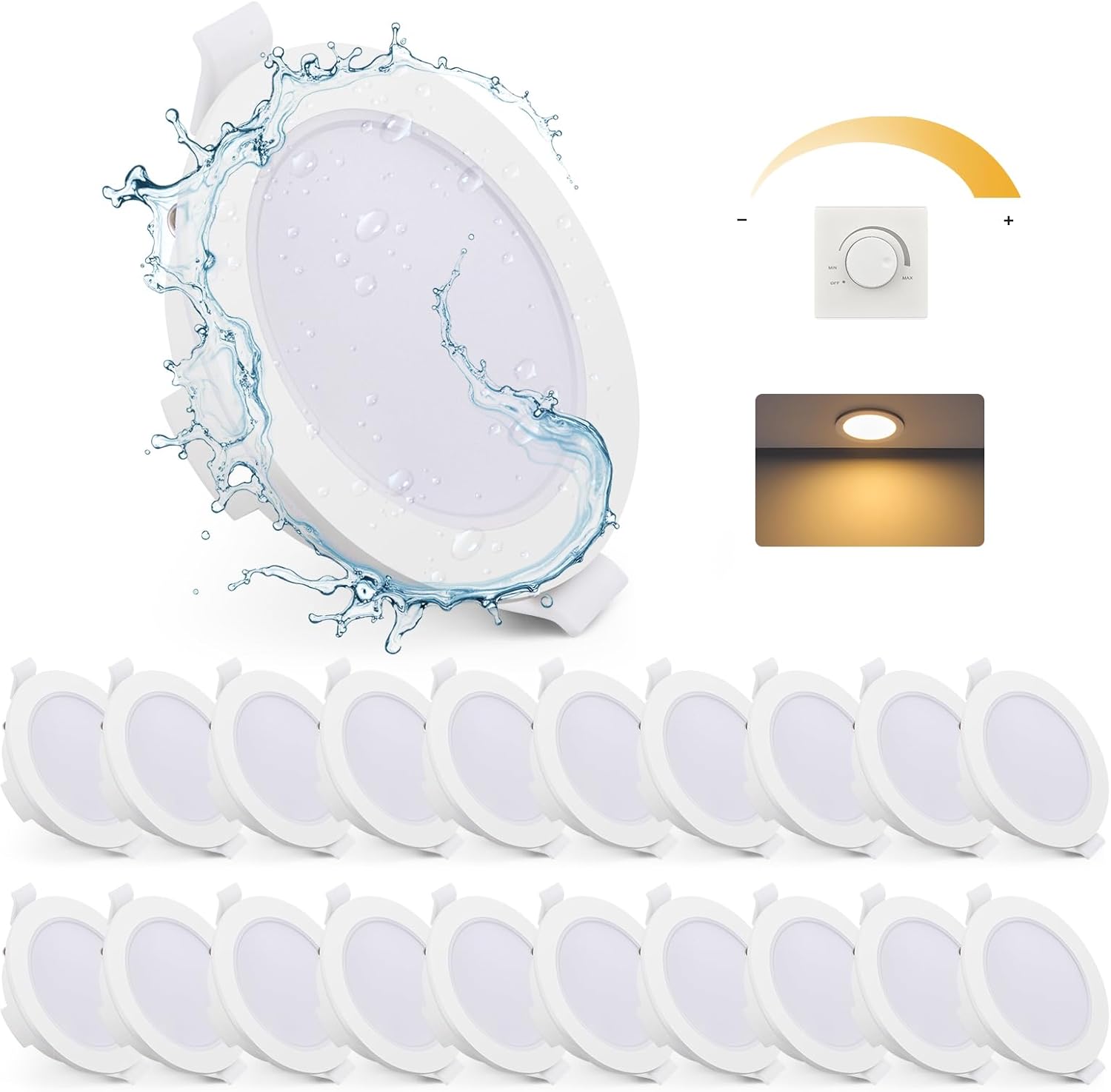 Gr4tec Faretti da Incasso LED 6W 400LM IP65, Set 20 - immagine 1