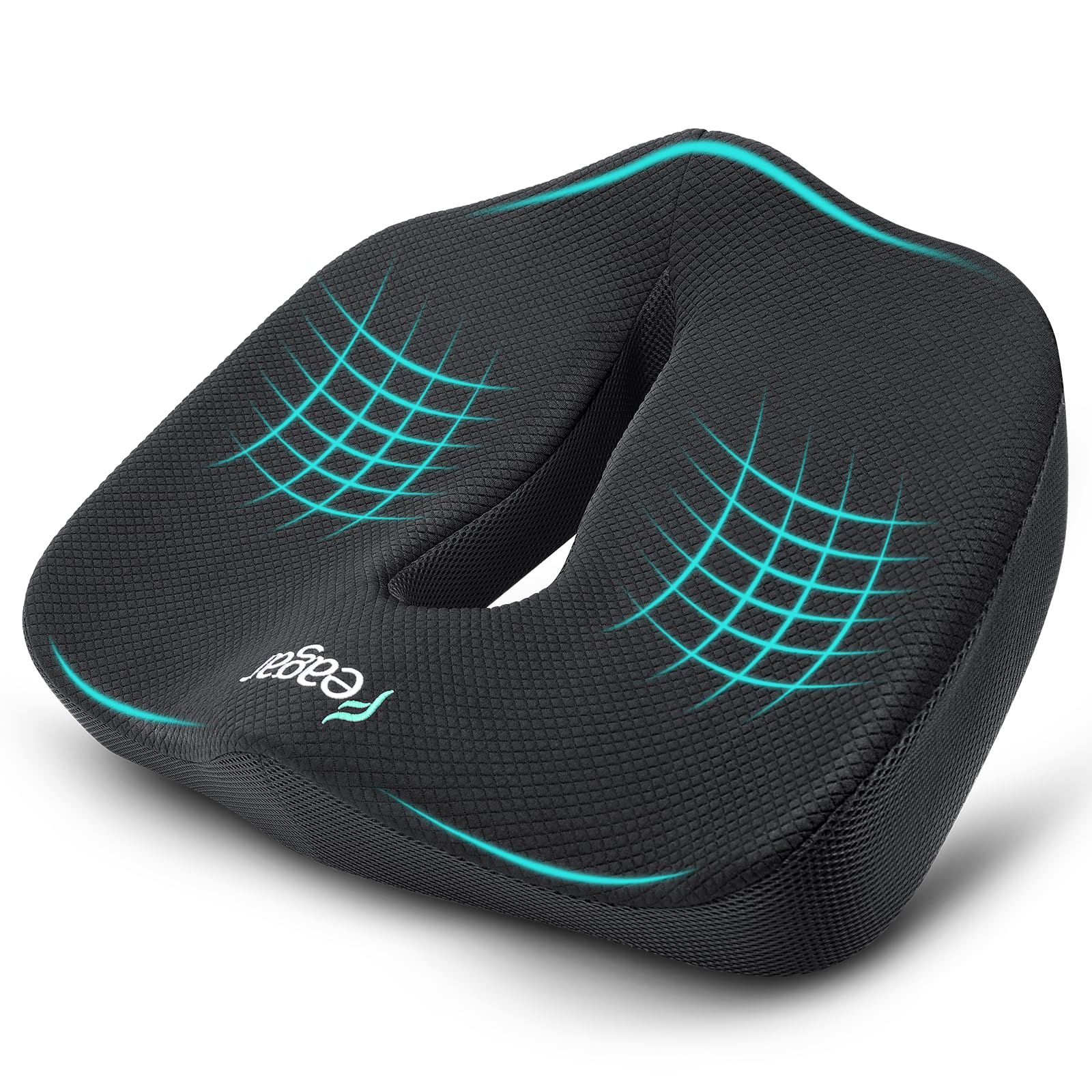 Feagar 2024 Cuscino Sedia Ufficio XXL Memory Foam, Nero