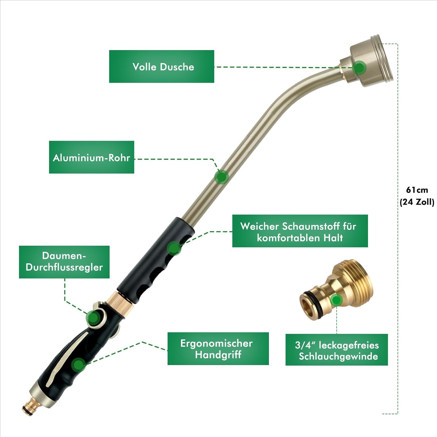 Restmo Lancia Irrigazione Giardino 61cm, Nera - immagine 2