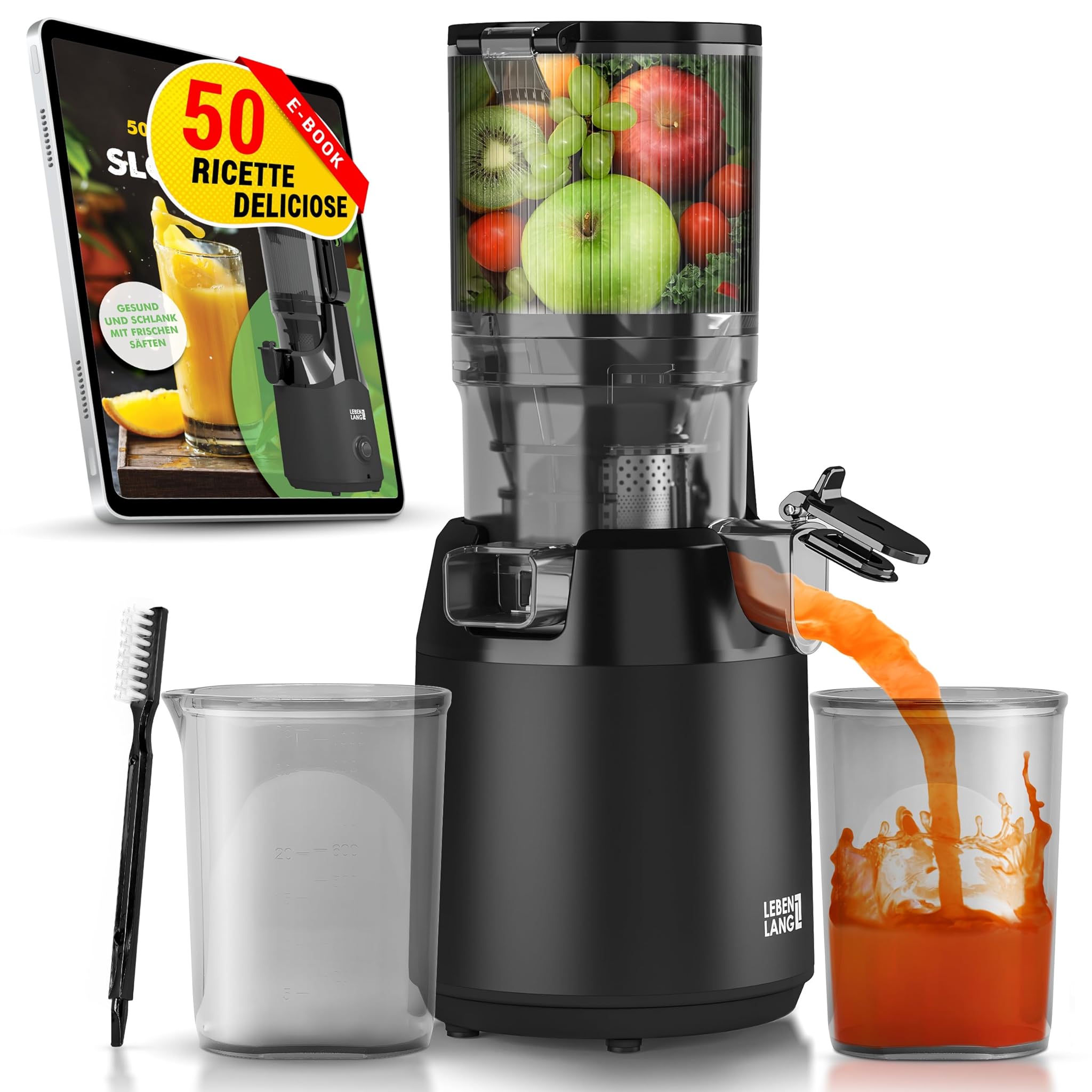 Lebenlang Estrattore Frutta e Verdura Slow Juicer