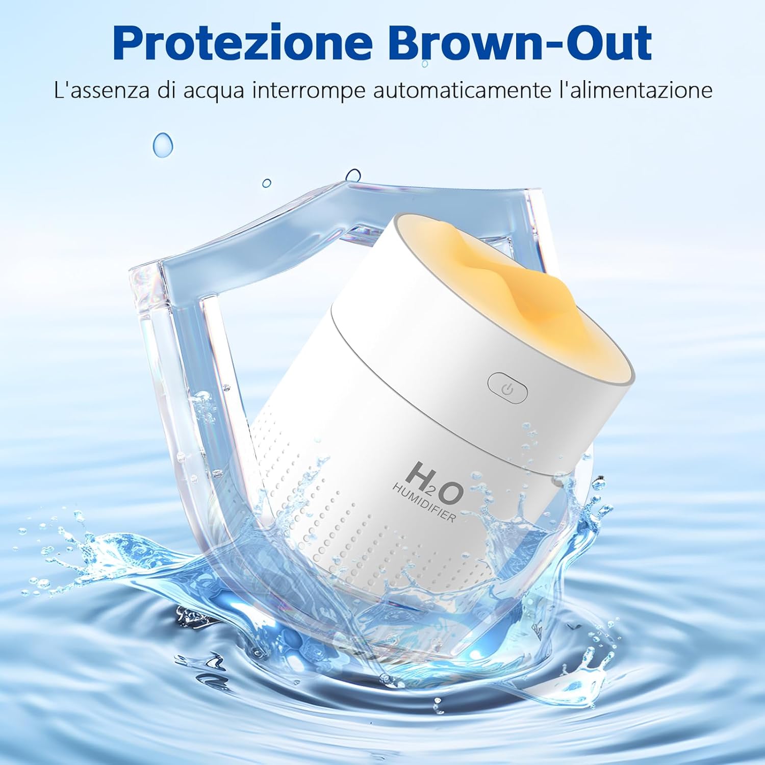 Mini Umidificatore Ambiente con Luce Notturna, Bianco - immagine 3