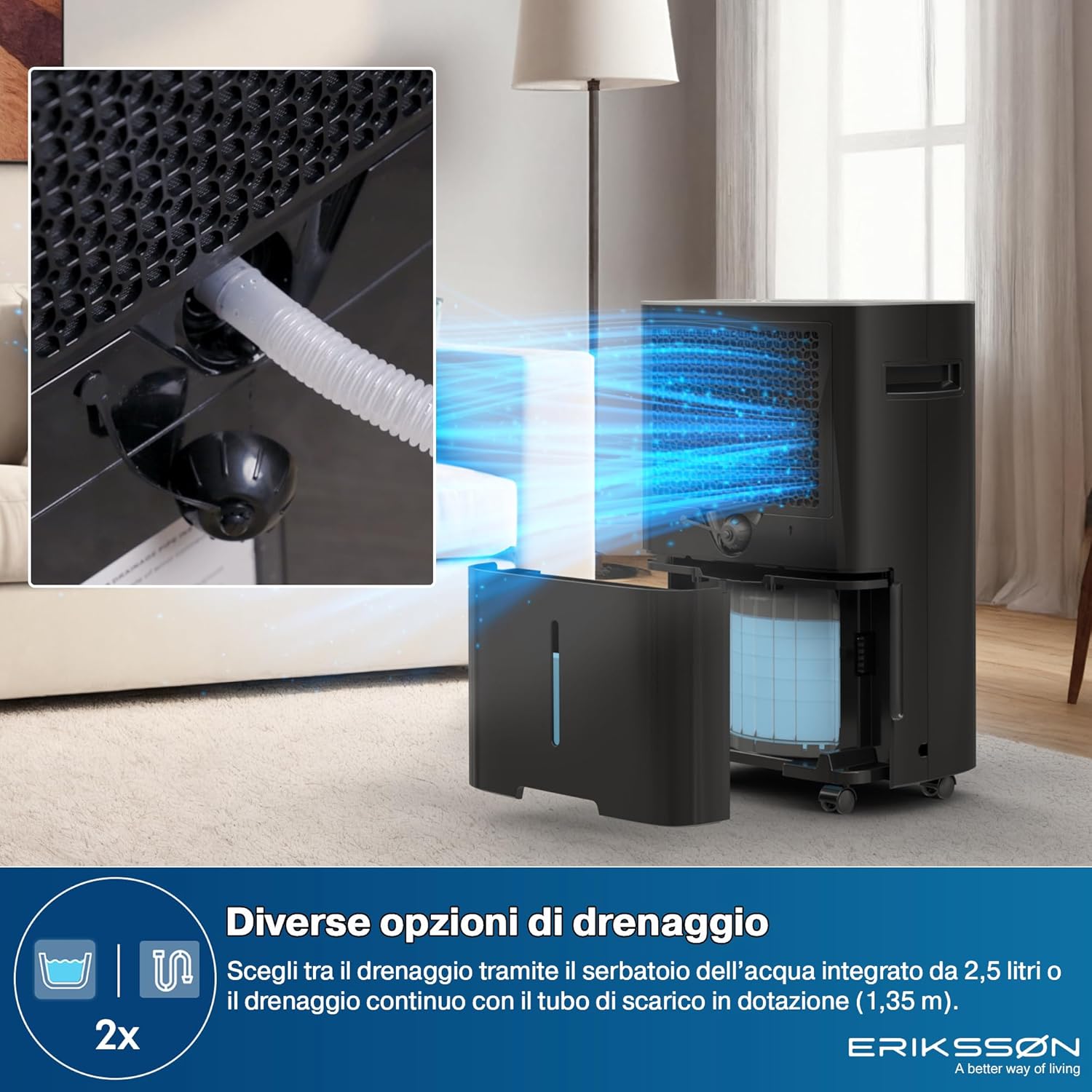 Erikssøn Deumidificatore Dry Pro Plus 20 litri/giorno, Nero - immagine 3